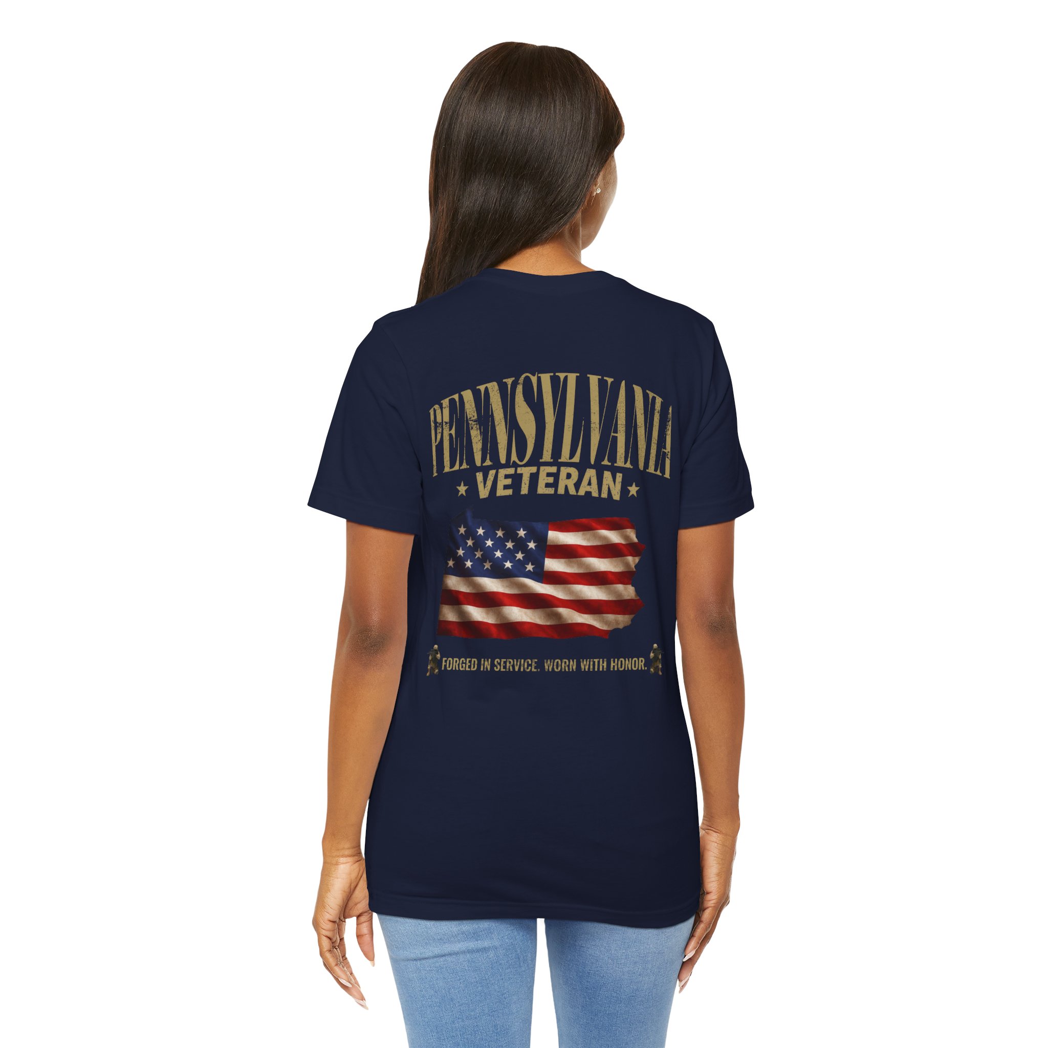 Pennsylvania Veteran T-Shirt — American Flag Map Military Tribute Tee - Image 35