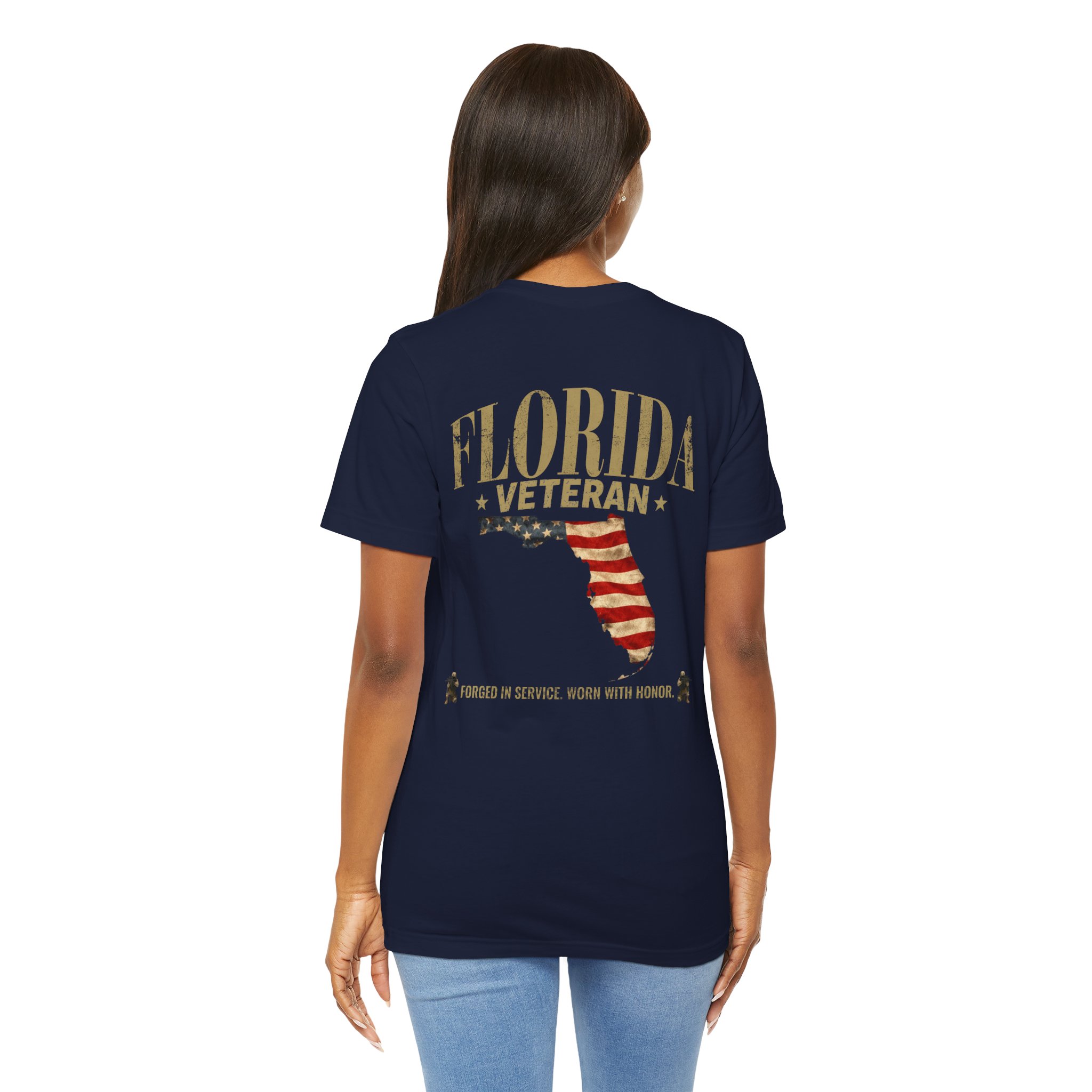 Florida Veteran T-Shirt — American Flag Map Military Tribute Tee - Image 10