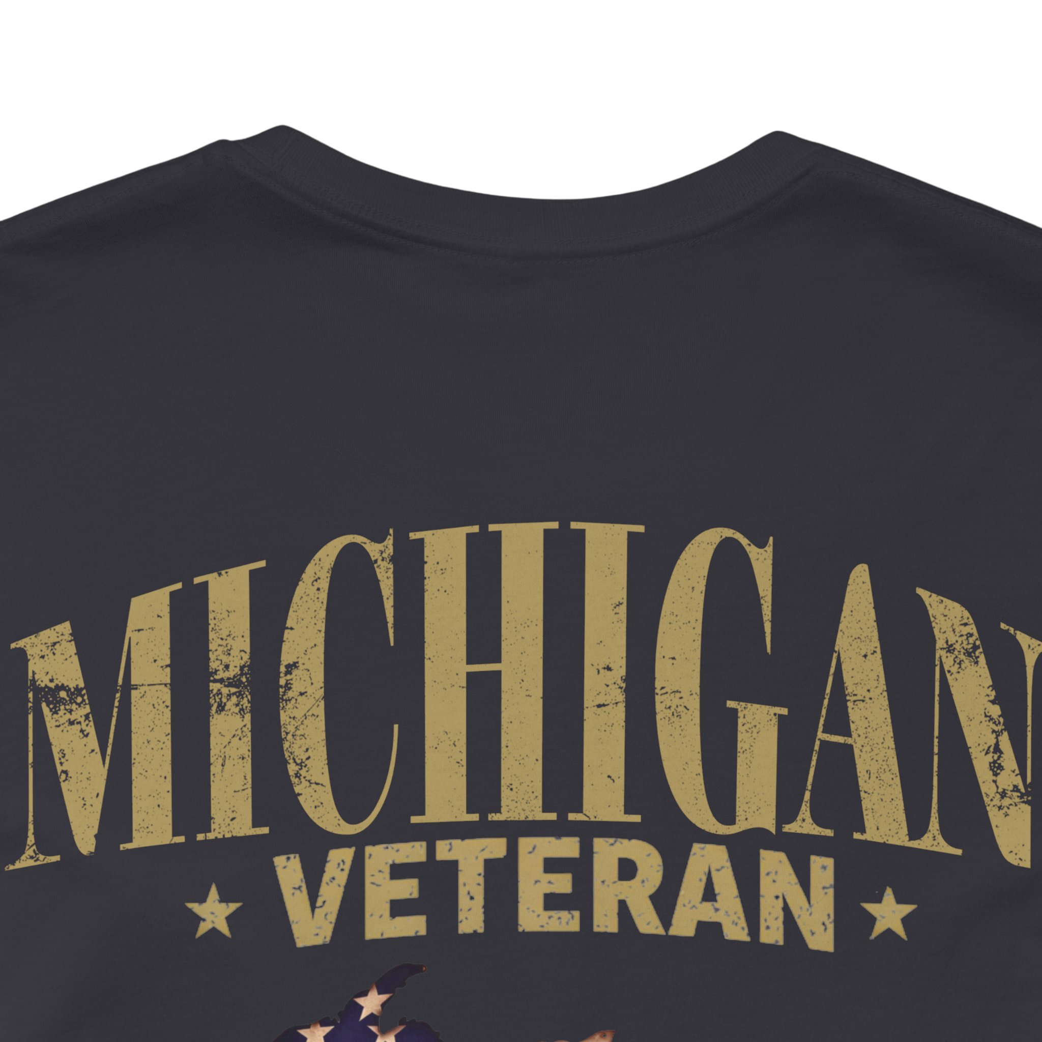 Michigan Veteran T-Shirt — American Flag Map Military Tribute Tee - Image 23