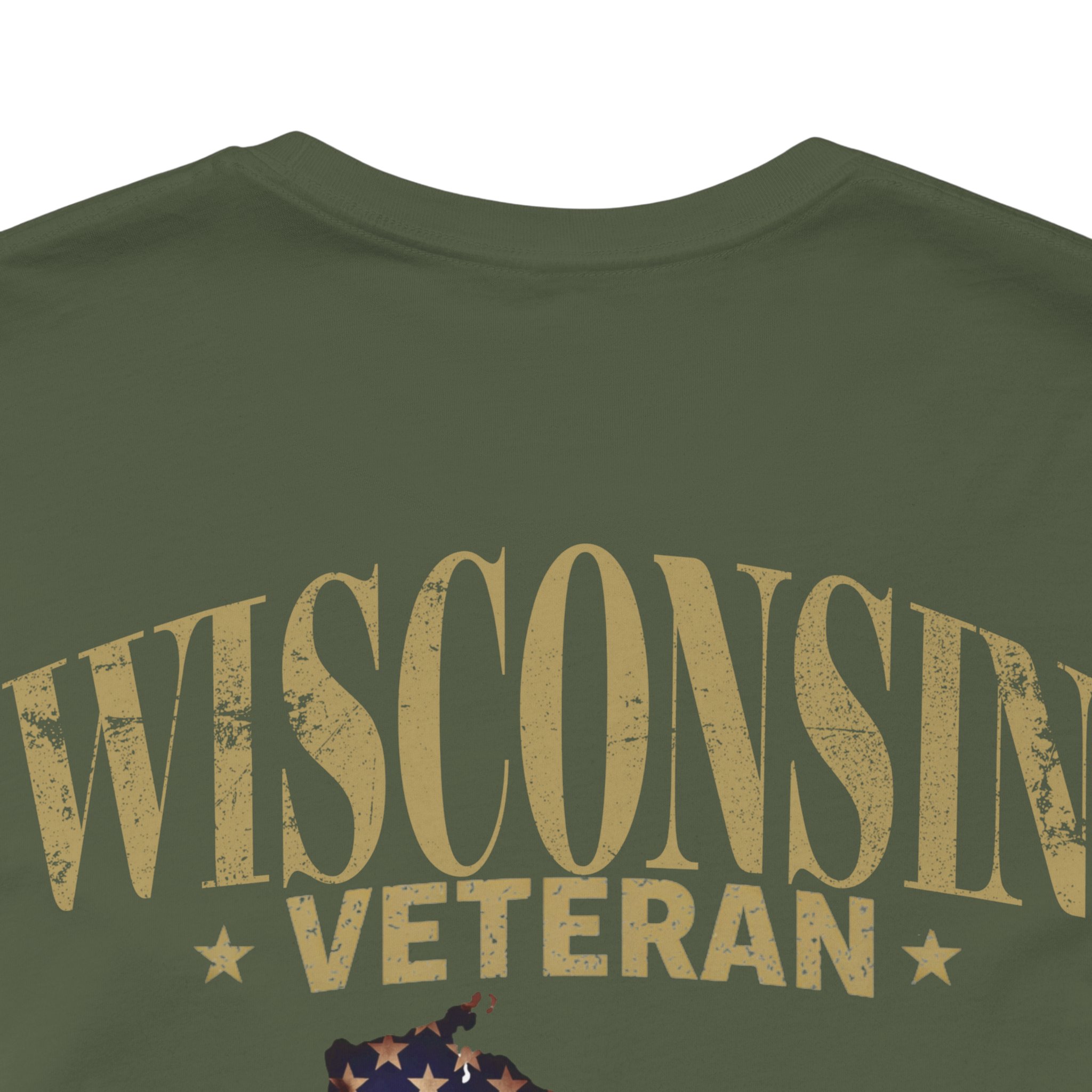 Wisconsin Veteran T-Shirt — American Flag Map Military Tribute Tee - Image 9