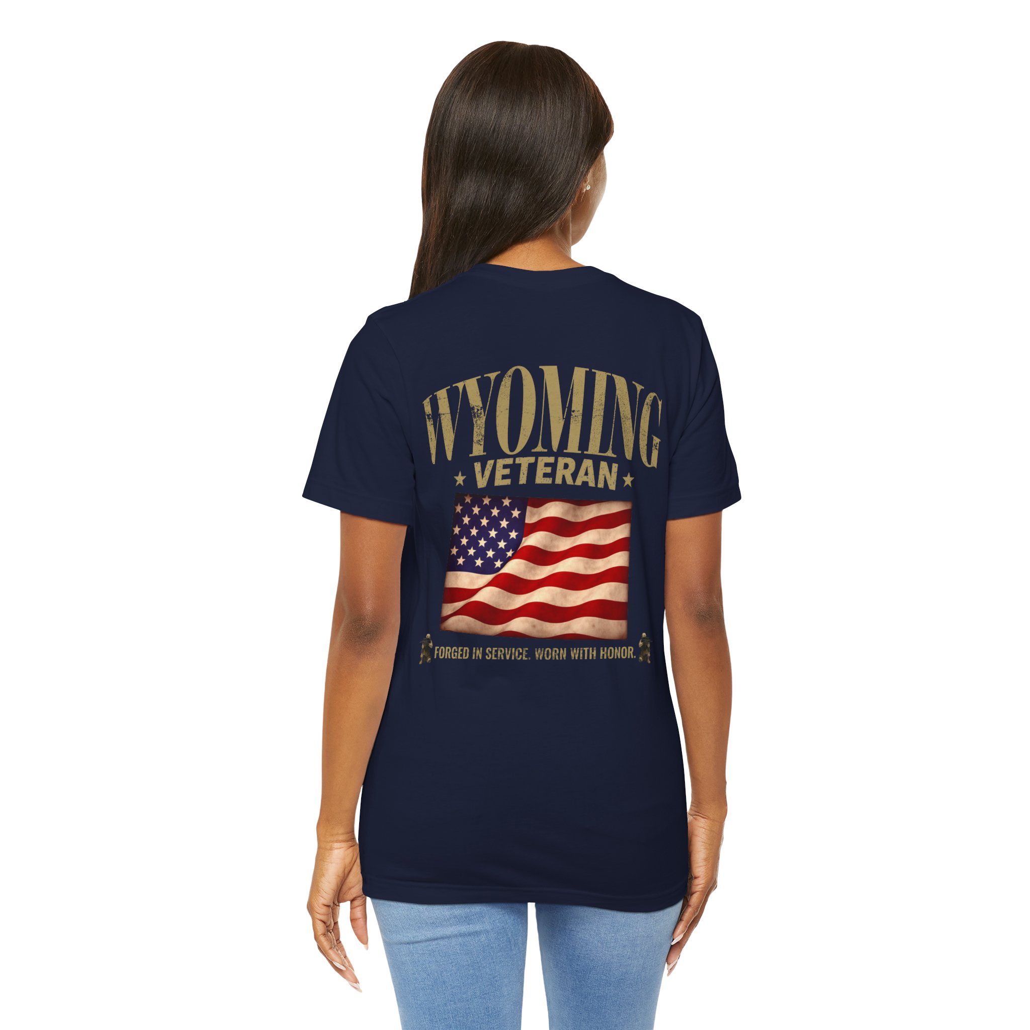 Wyoming Veteran T-Shirt — American Flag Map Military Tribute Tee - Image 44