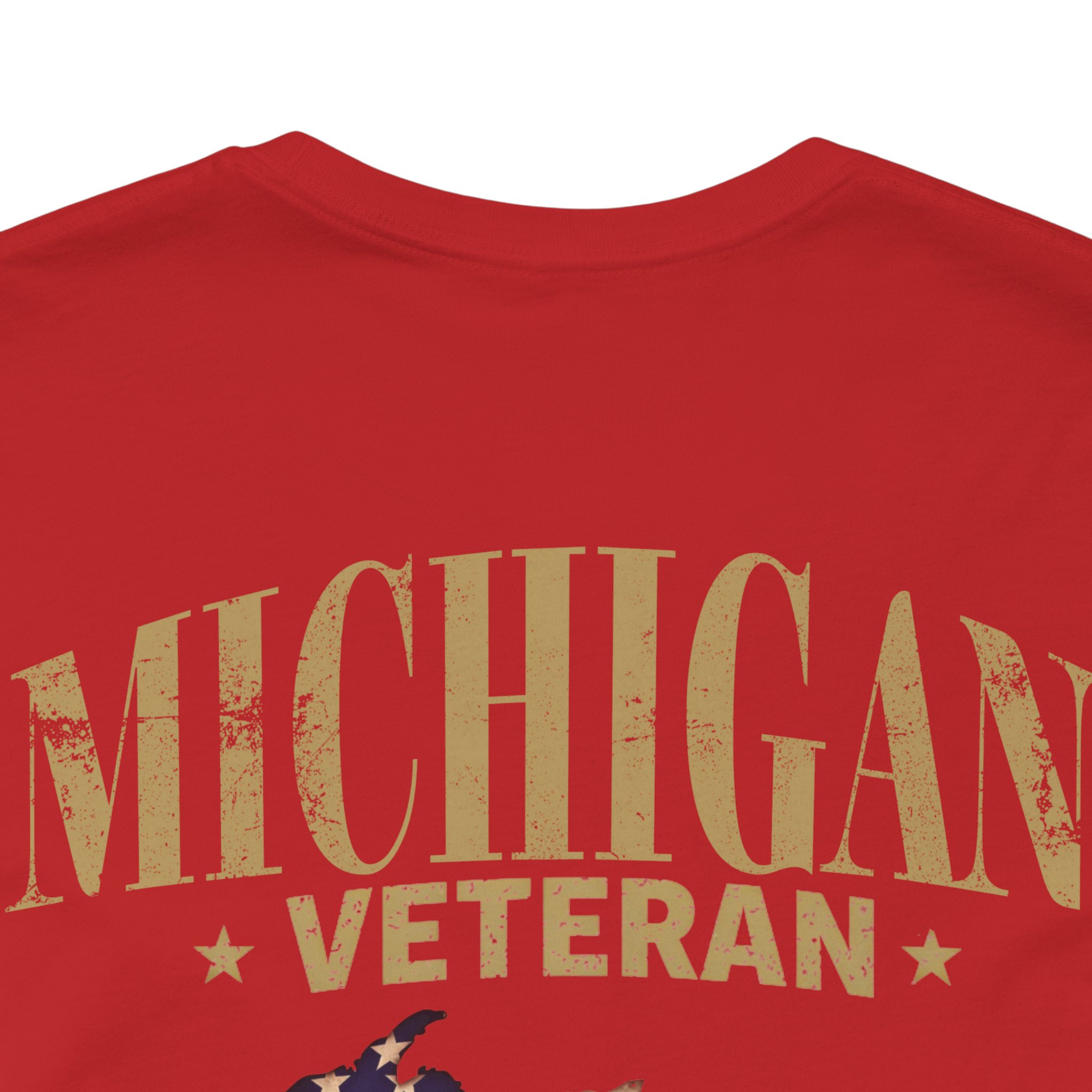 Michigan Veteran T-Shirt — American Flag Map Military Tribute Tee - Image 33