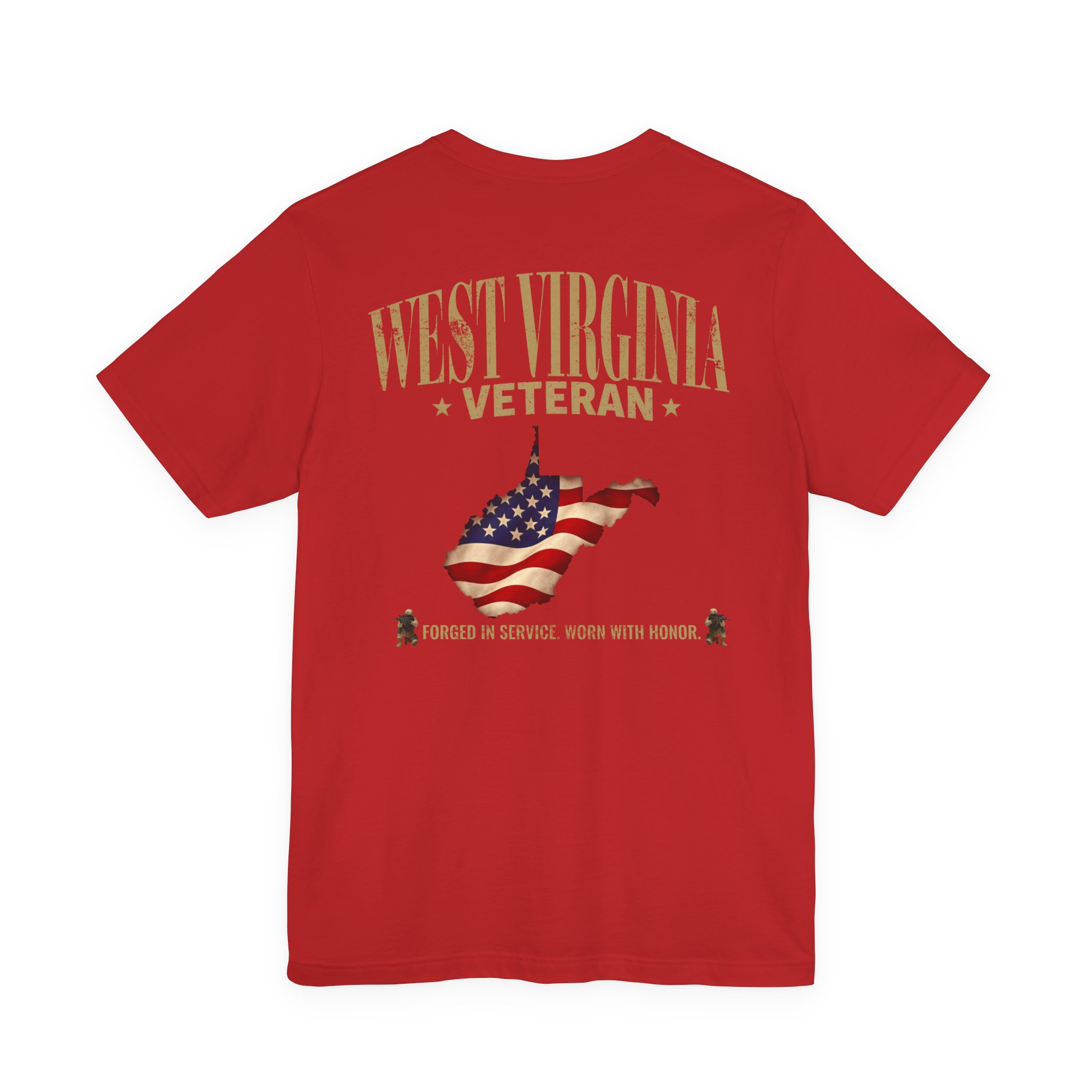 West Virginia Veteran T-Shirt — American Flag Map Military Tribute Tee - Image 47