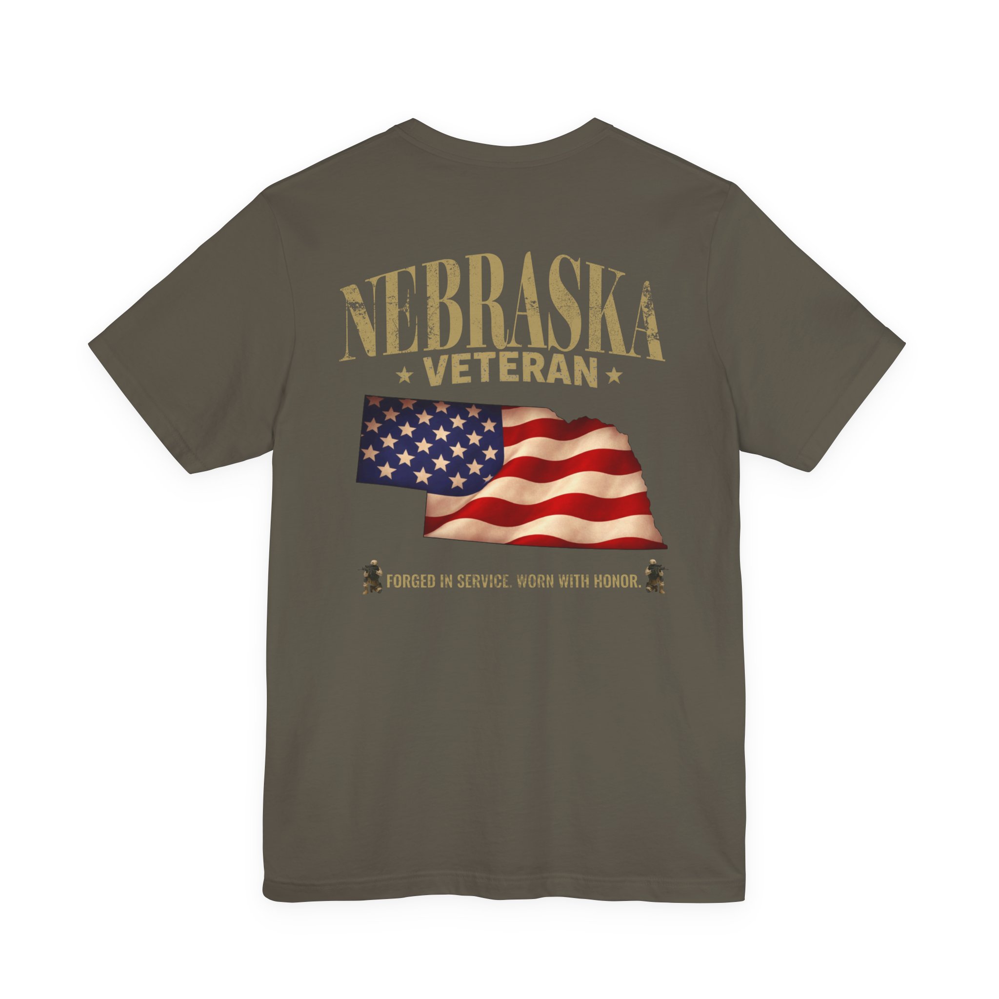 Nebraska Veteran T-Shirt — American Flag Map Military Tribute Tee - Image 32