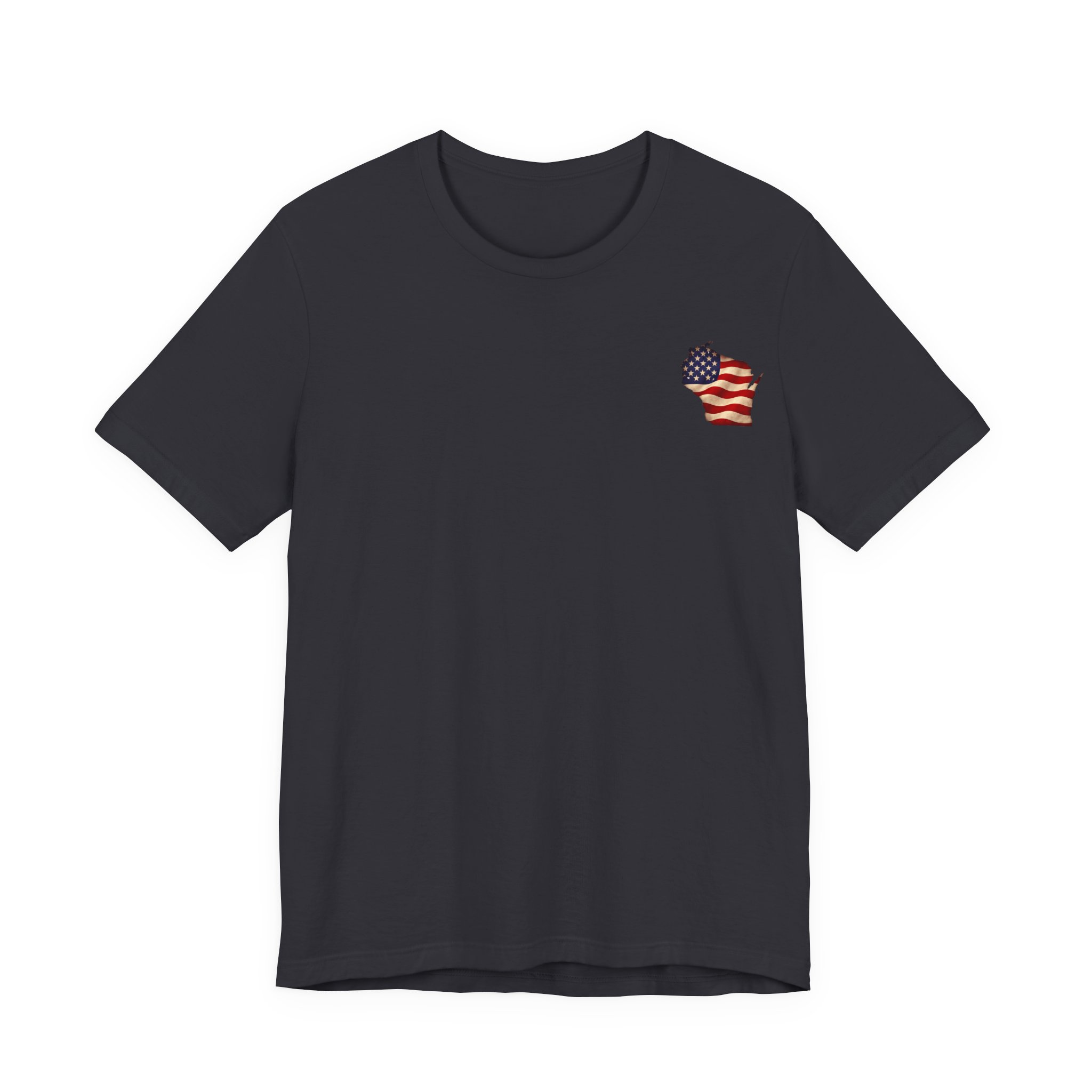 Wisconsin Veteran T-Shirt — American Flag Map Military Tribute Tee - Image 2