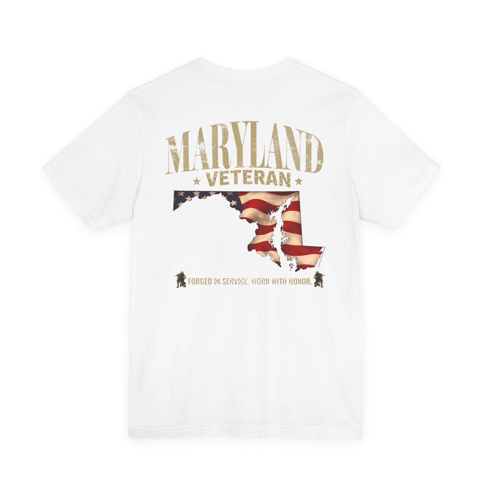 Maryland Veteran T-Shirt — American Flag Map Military Tribute Tee - Image 10