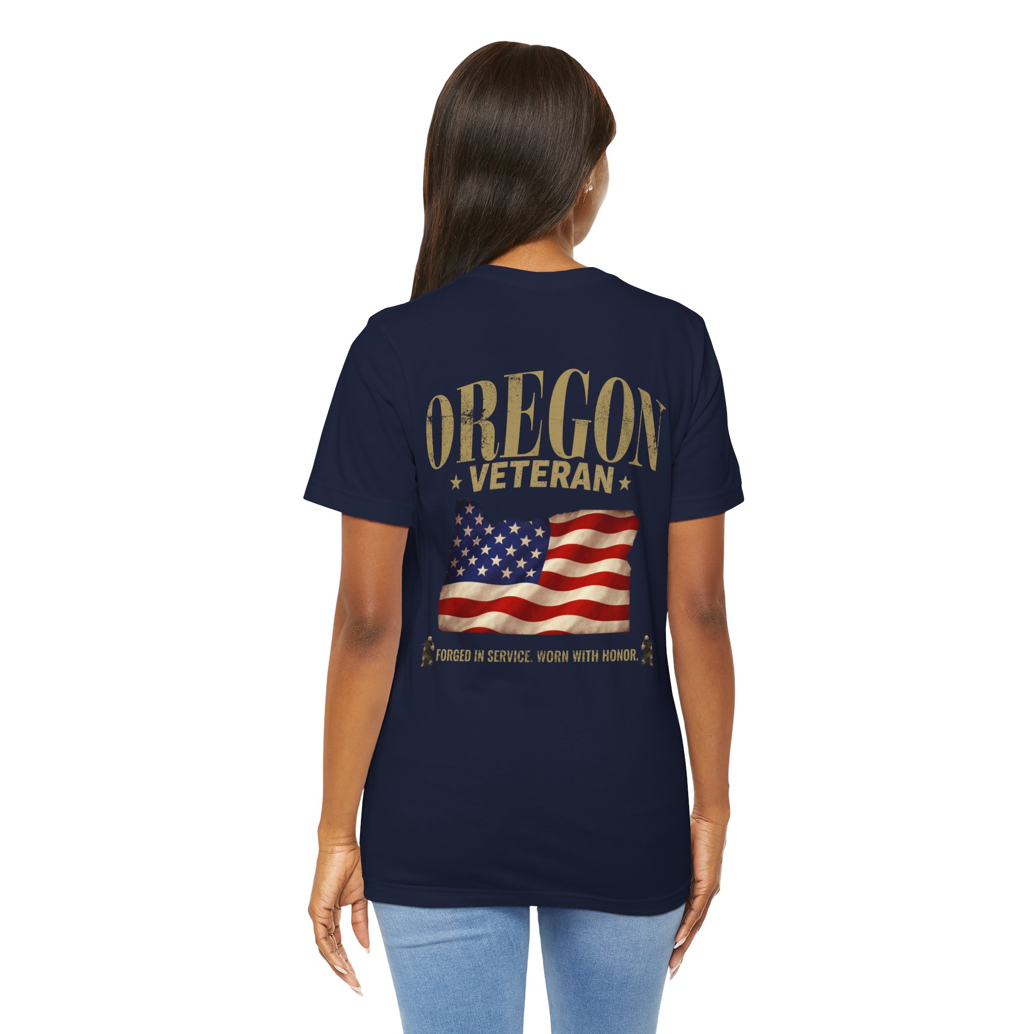 Oregon Veteran T-Shirt — American Flag Map Military Tribute Tee - Image 35