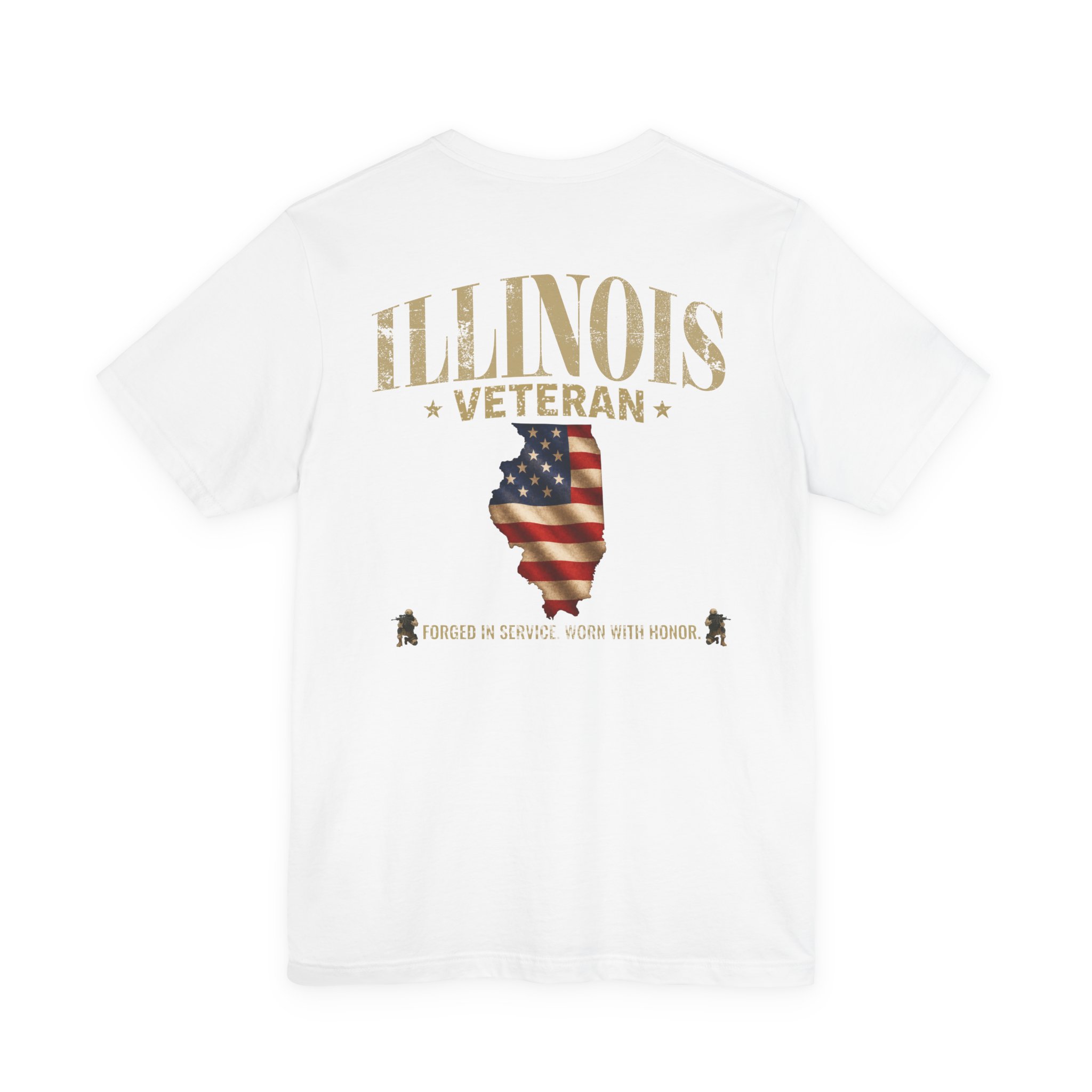 Illinois Veteran T-Shirt — American Flag Alaska Map Military Tribute Tee - Image 3