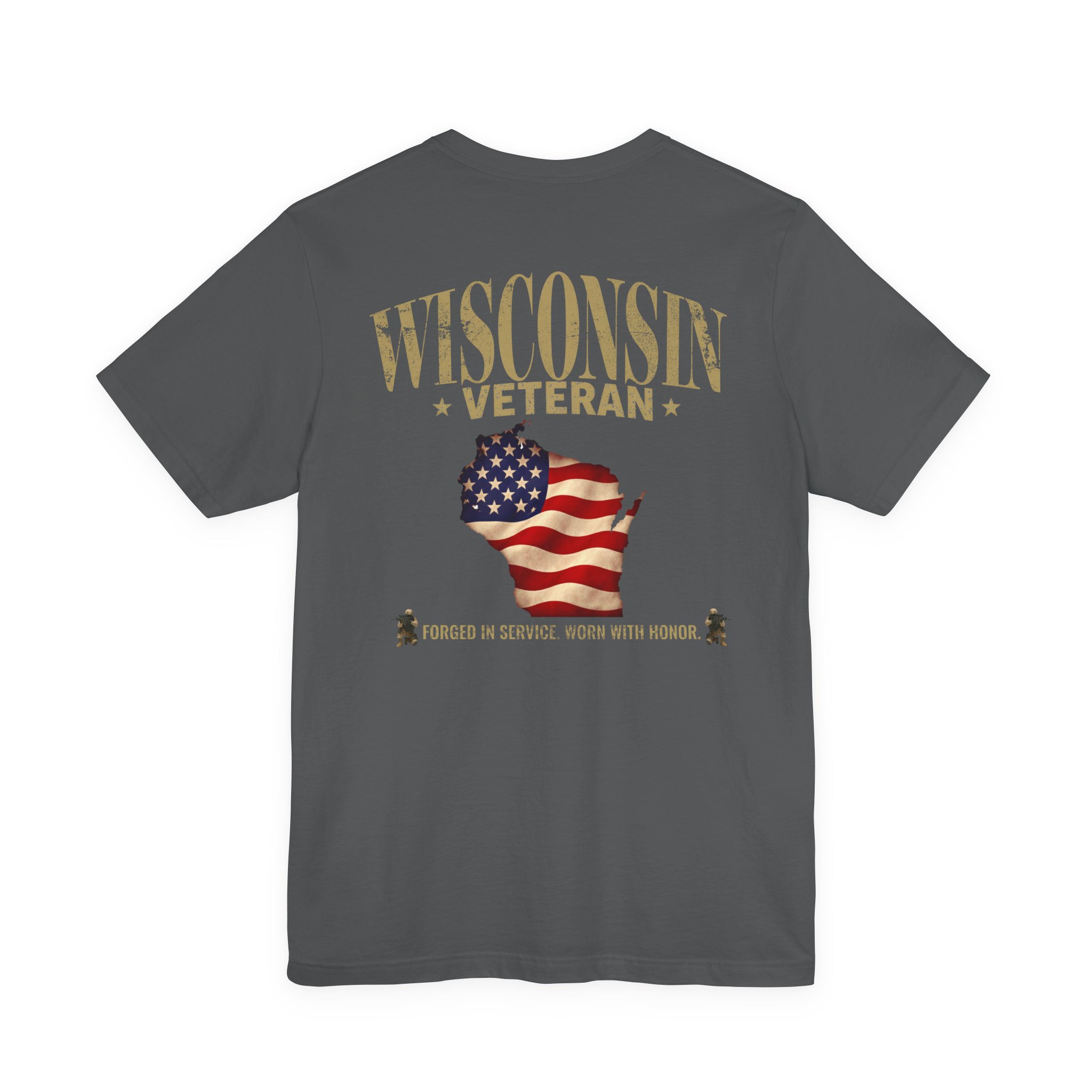 Wisconsin Veteran T-Shirt — American Flag Map Military Tribute Tee - Image 42