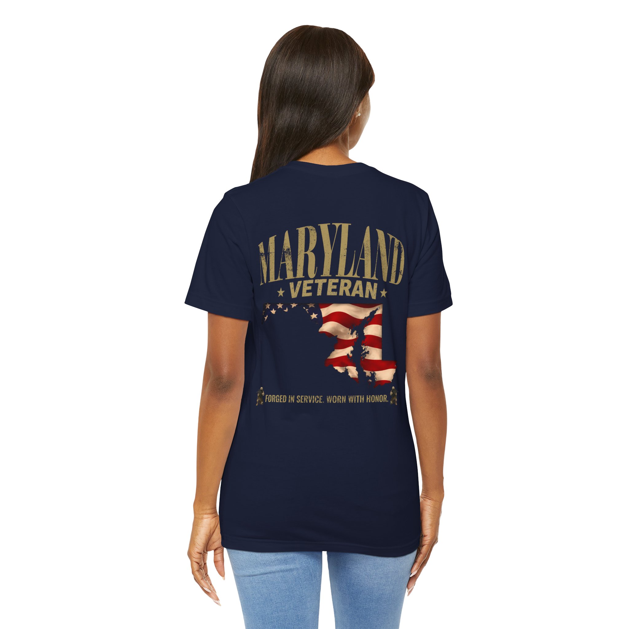 Maryland Veteran T-Shirt — American Flag Map Military Tribute Tee - Image 40