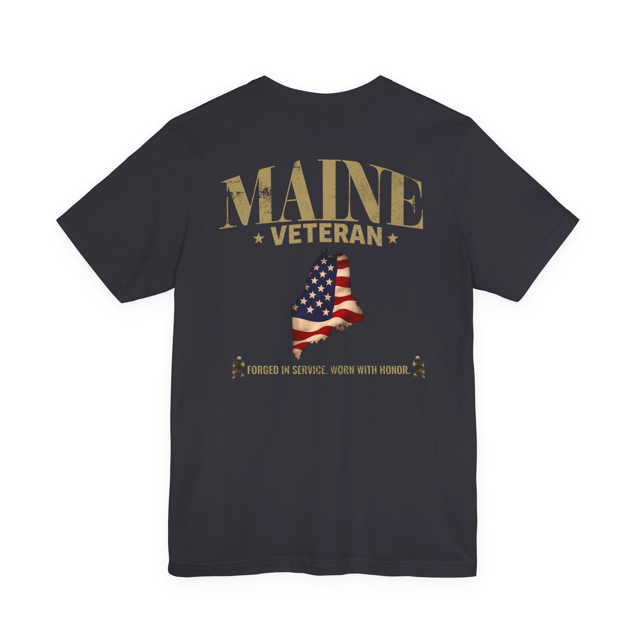 Maine Veteran T-Shirt — American Flag Map Military Tribute Tee - Image 32