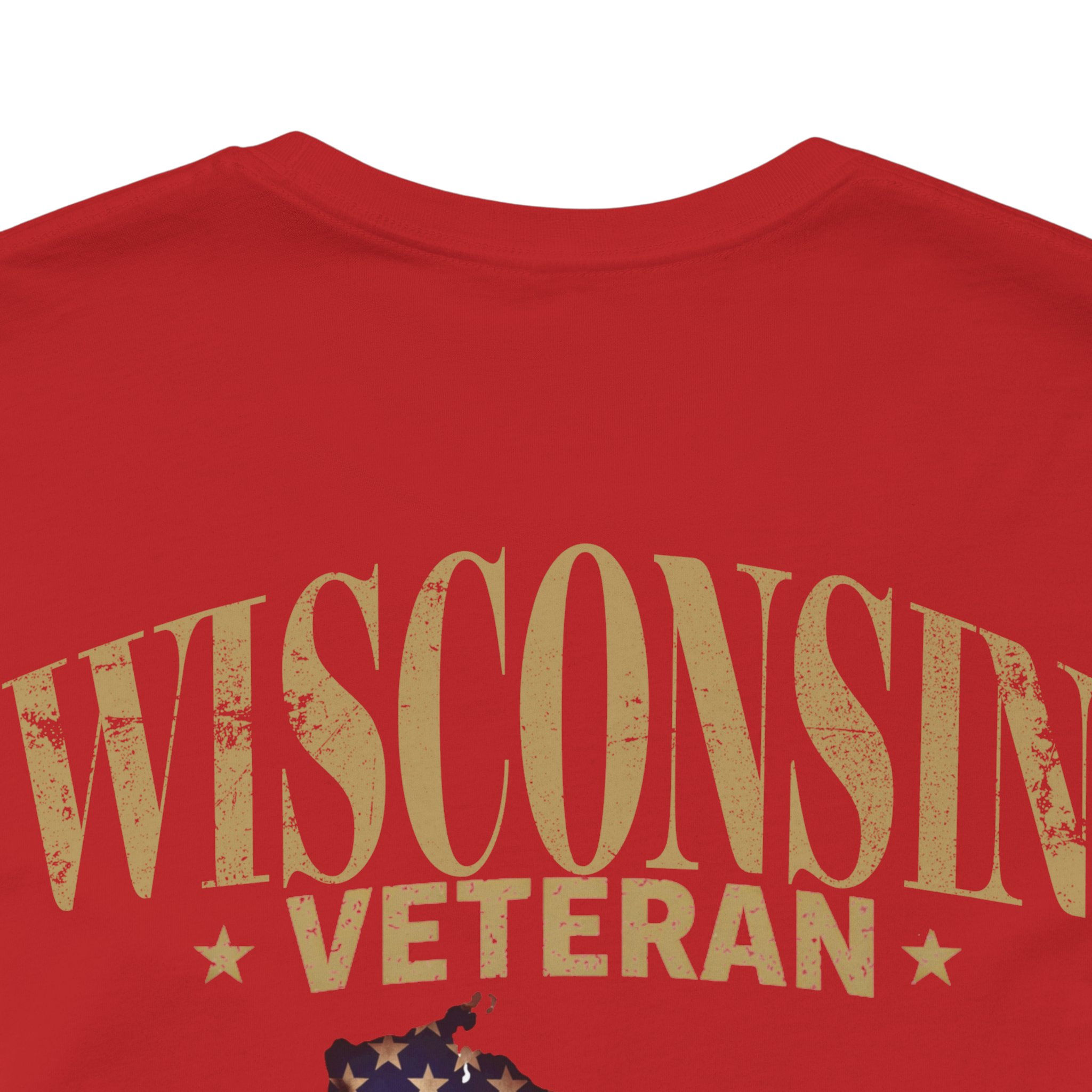 Wisconsin Veteran T-Shirt — American Flag Map Military Tribute Tee - Image 49