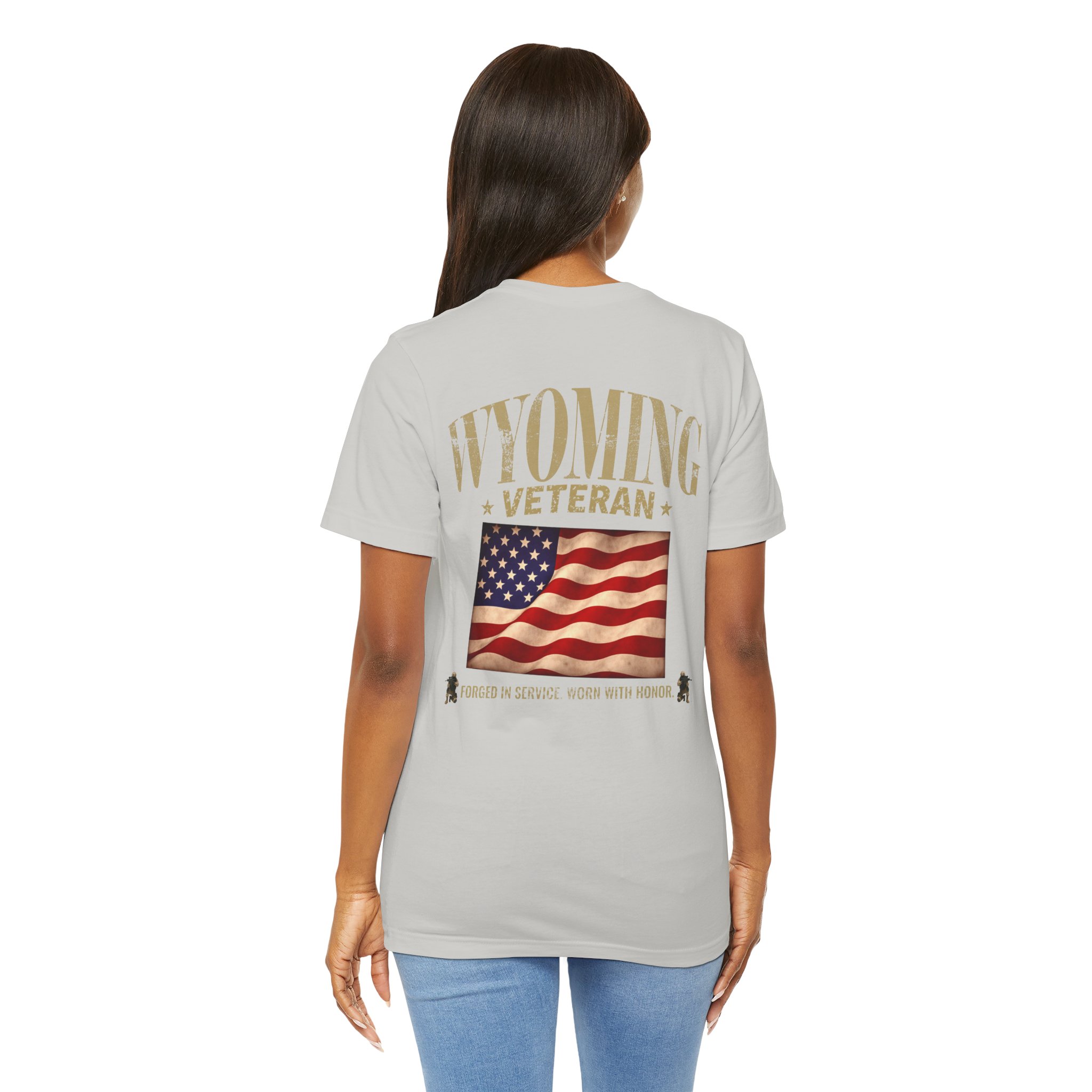 Wyoming Veteran T-Shirt — American Flag Map Military Tribute Tee - Image 32