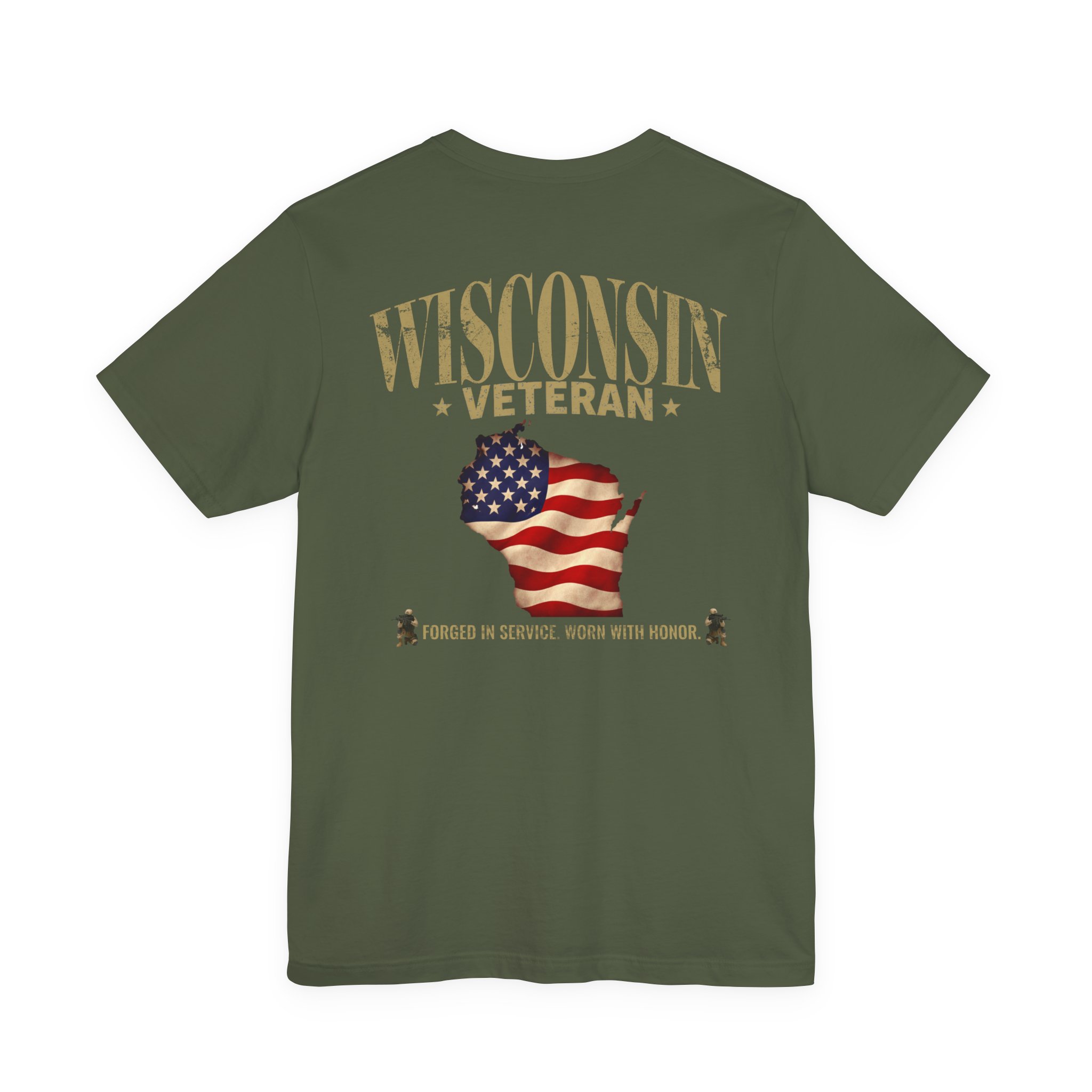 Wisconsin Veteran T-Shirt — American Flag Map Military Tribute Tee - Image 6