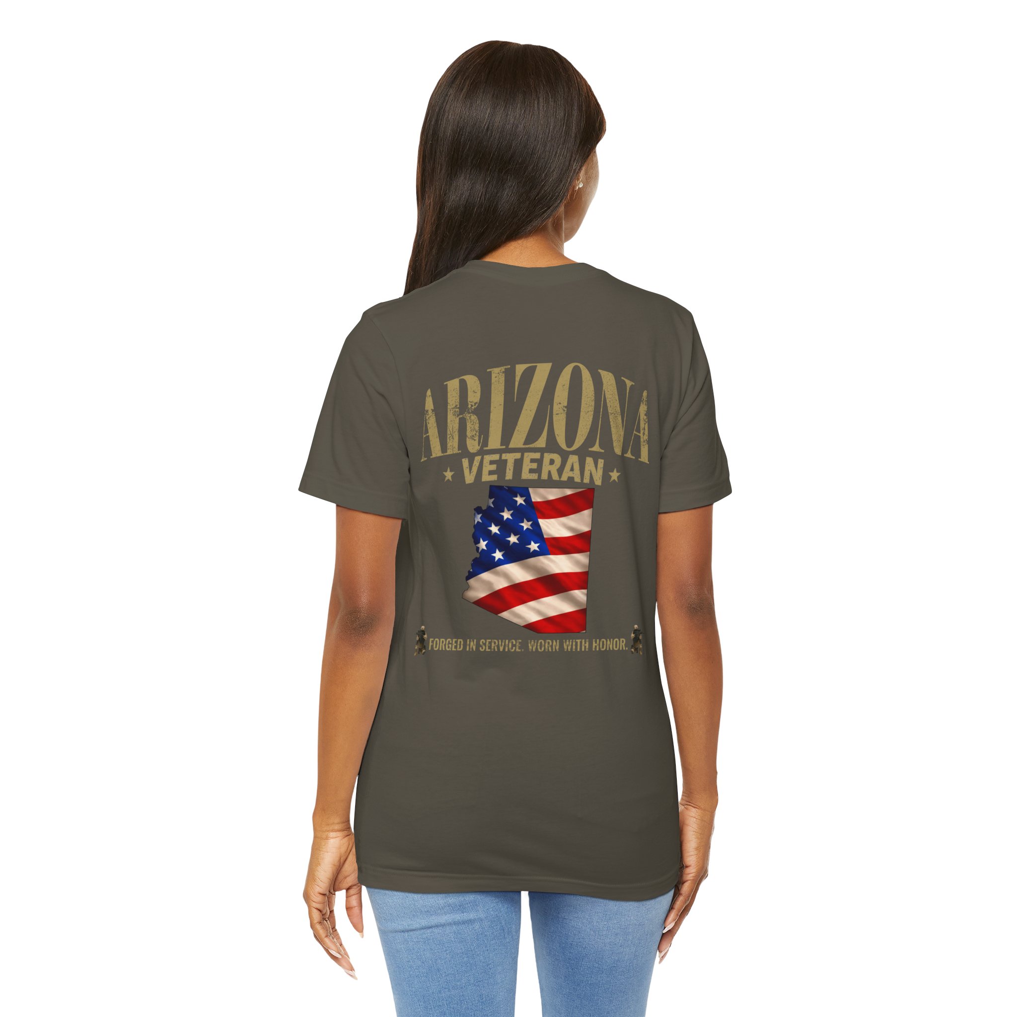 Arizona Veteran T-Shirt — American Flag Map Military Tribute Tee - Image 25