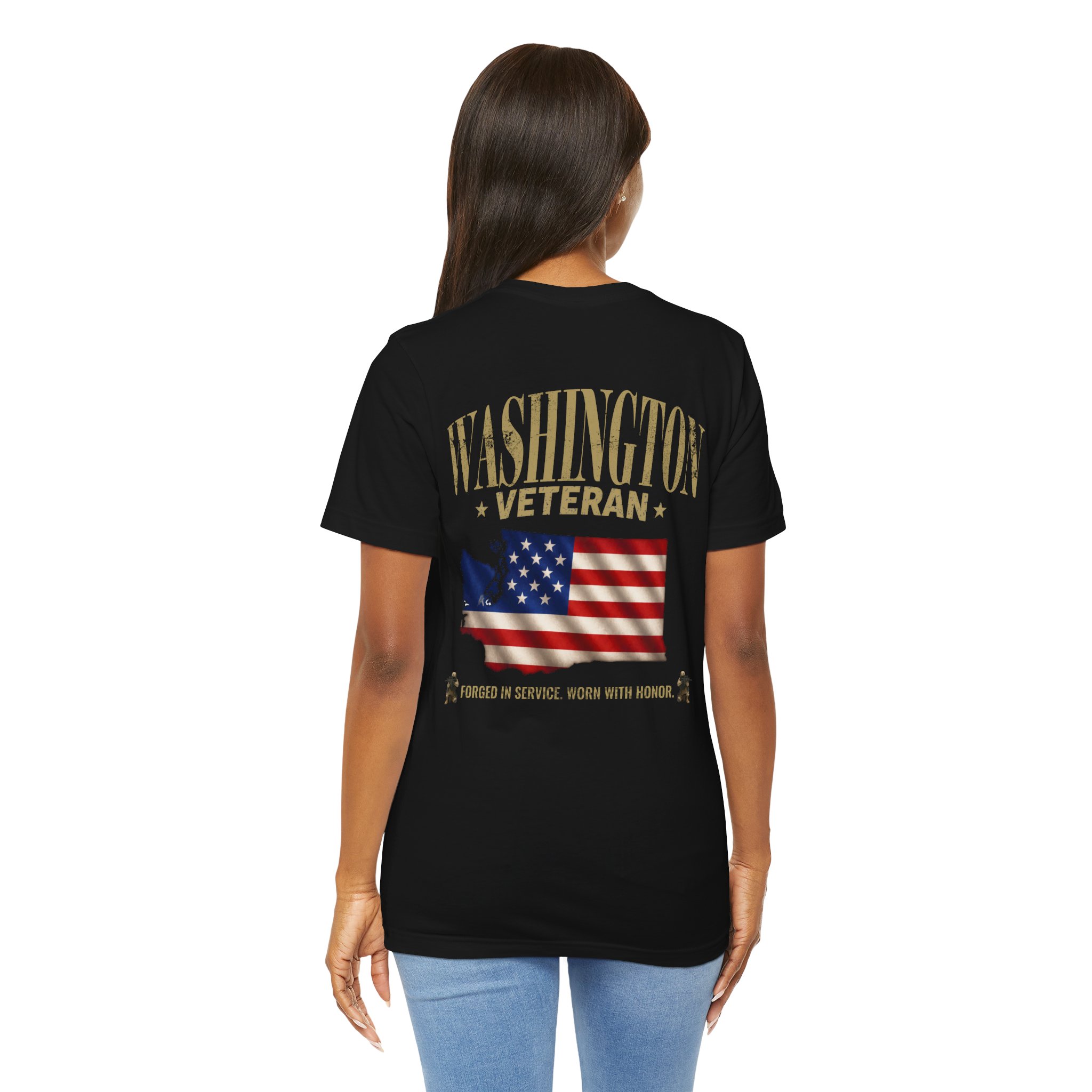 Washington Veteran T-Shirt — American Flag Map Military Tribute Tee - Image 30
