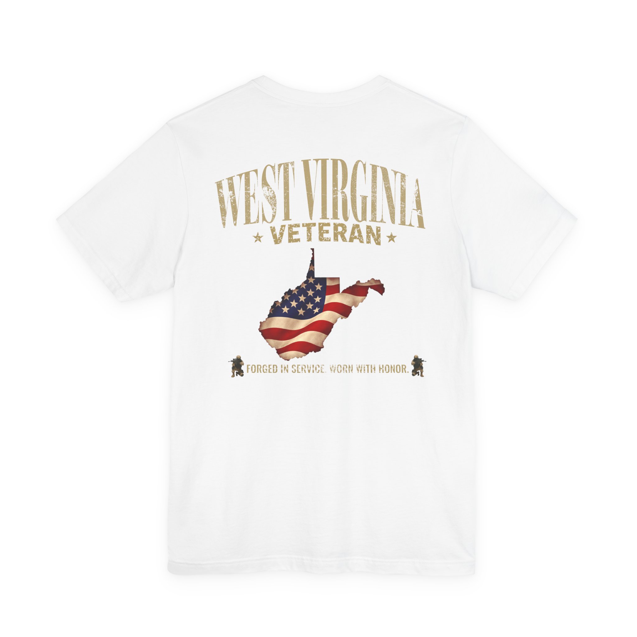 West Virginia Veteran T-Shirt — American Flag Map Military Tribute Tee - Image 22