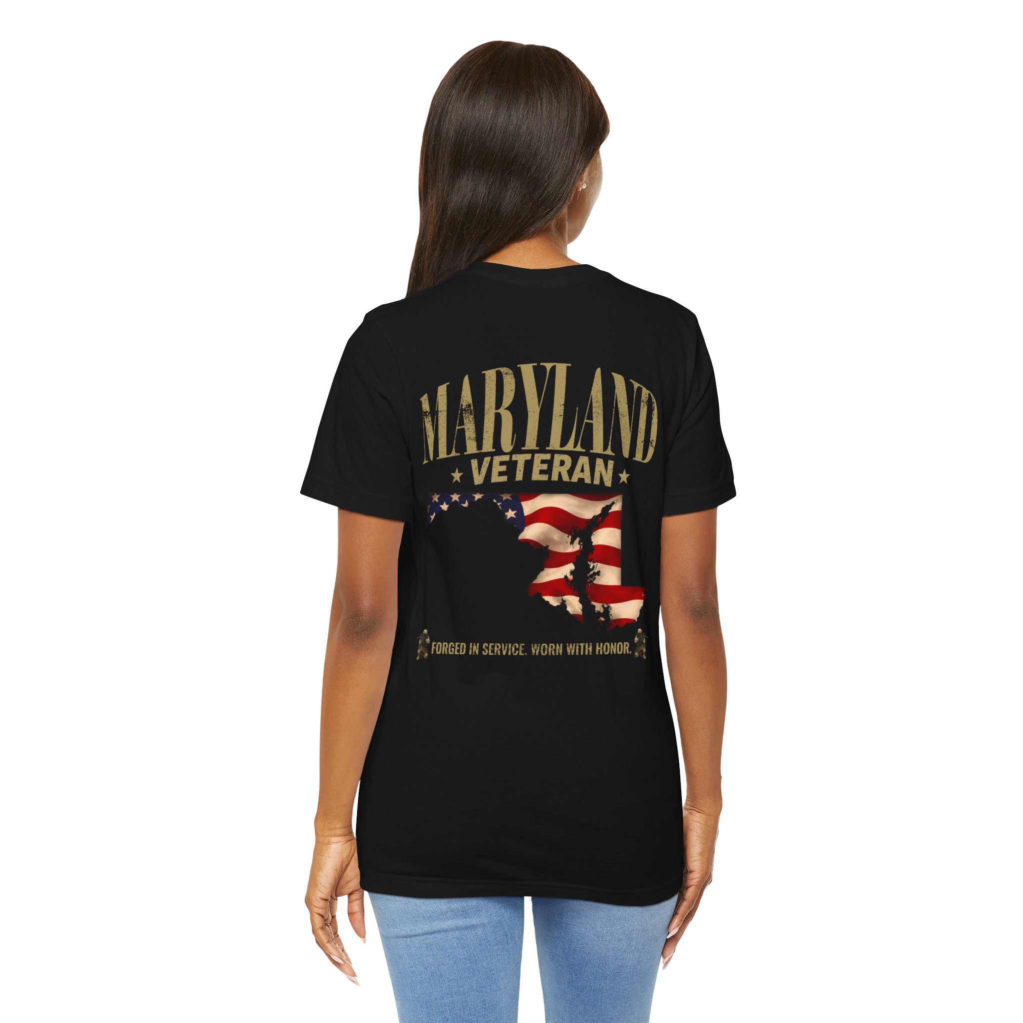 Maryland Veteran T-Shirt — American Flag Map Military Tribute Tee - Image 16