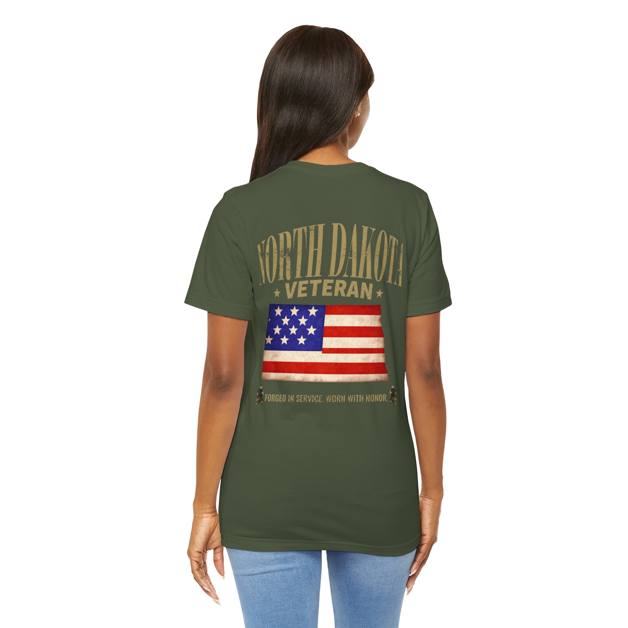 North Dakota Veteran T-Shirt — American Flag Map Military Tribute Tee - Image 32