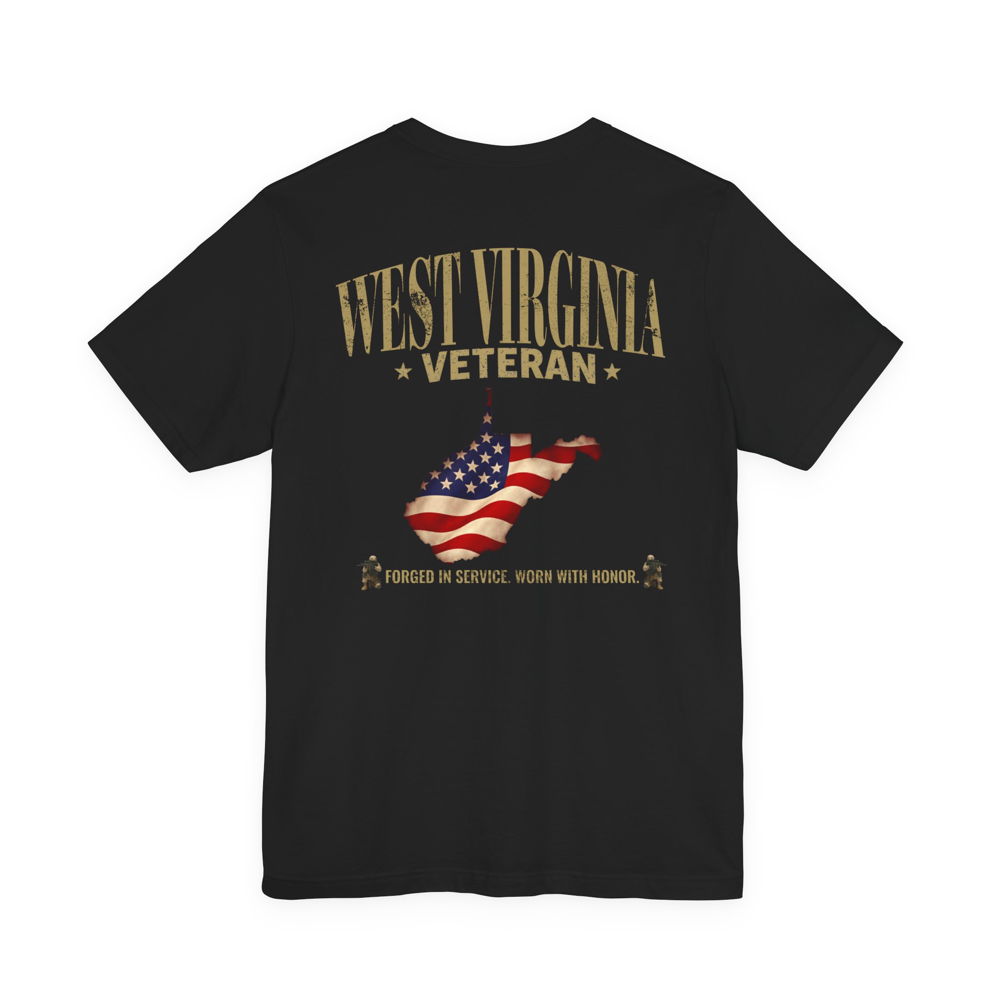 West Virginia Veteran T-Shirt — American Flag Map Military Tribute Tee - Image 6