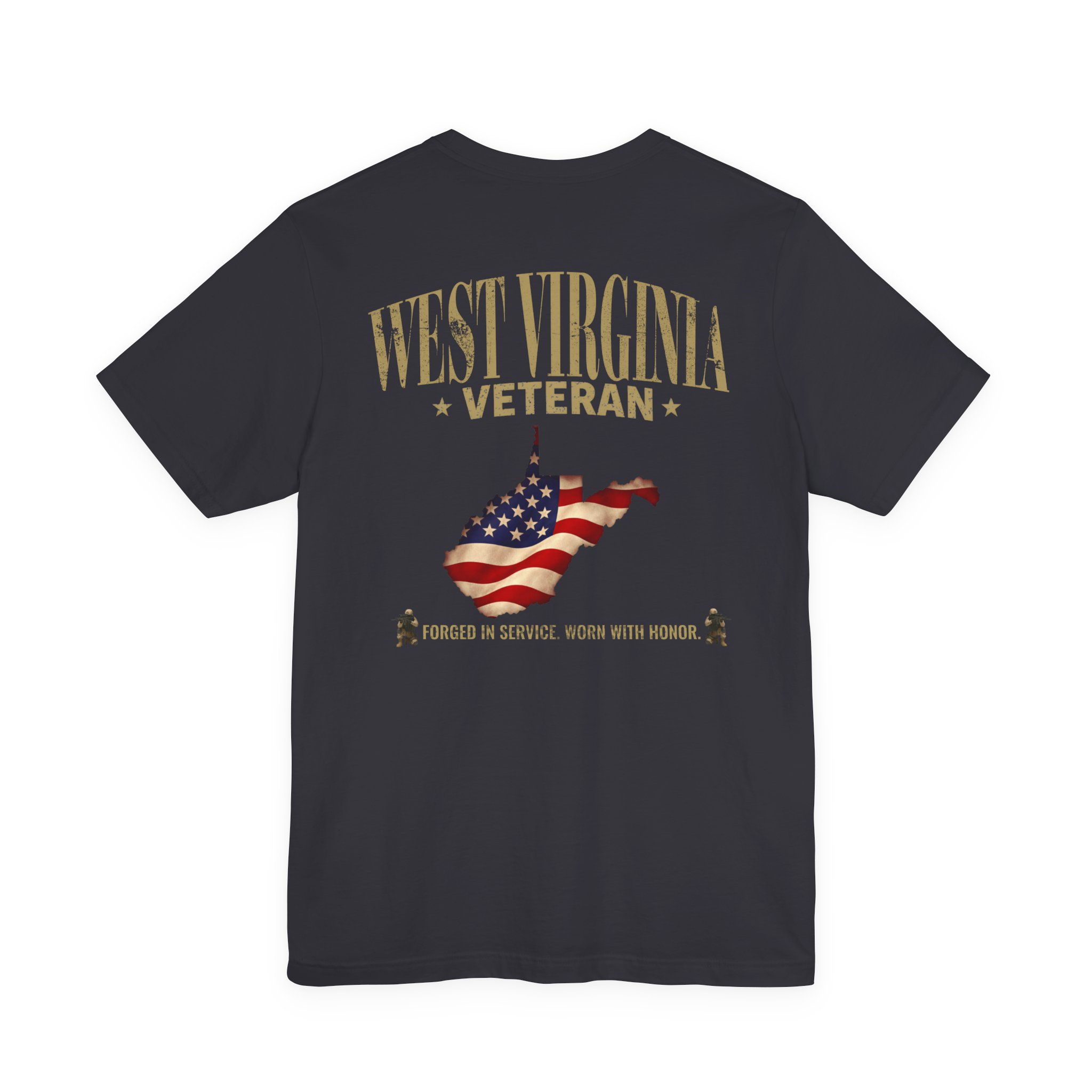 West Virginia Veteran T-Shirt — American Flag Map Military Tribute Tee - Image 32