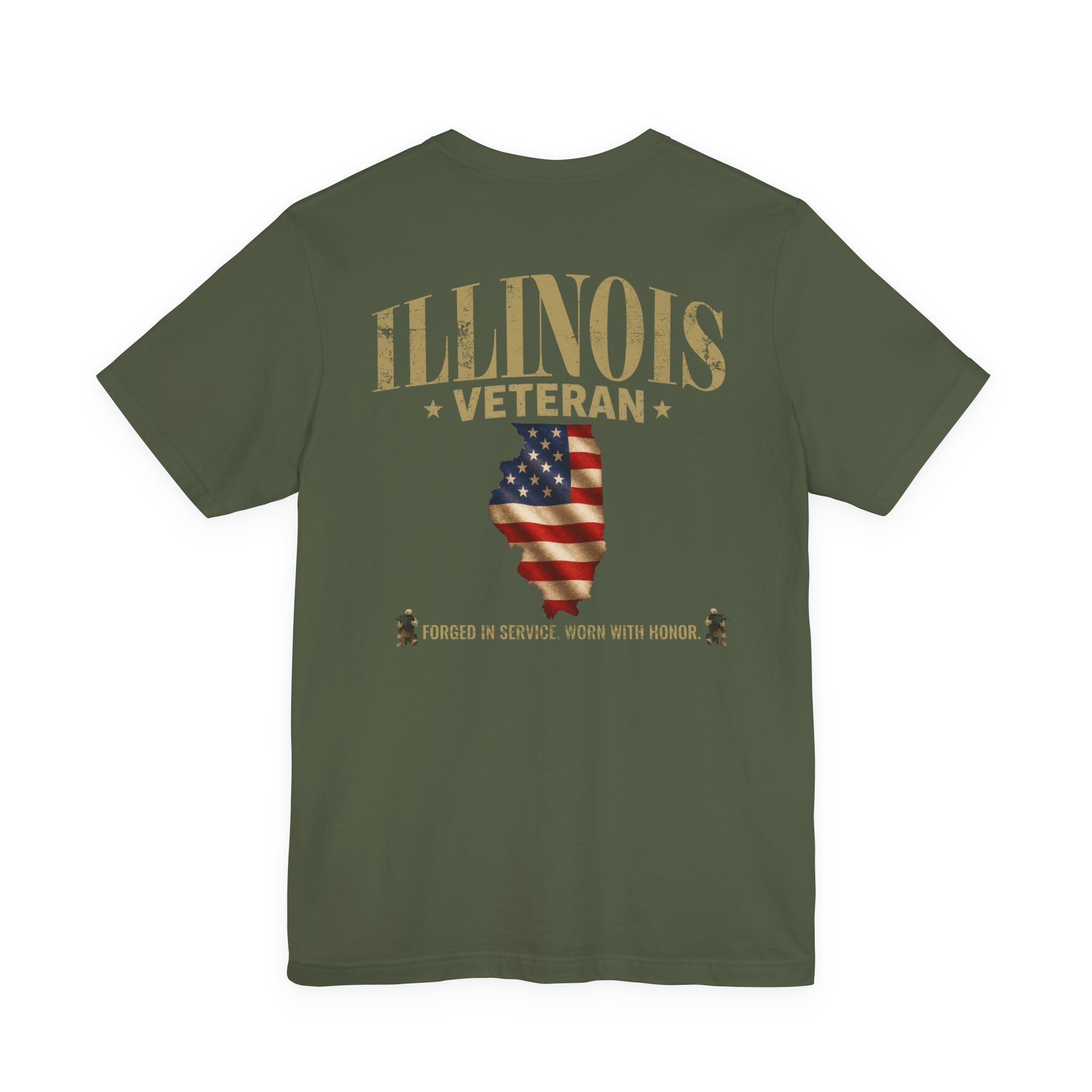 Illinois Veteran T-Shirt — American Flag Alaska Map Military Tribute Tee - Image 32