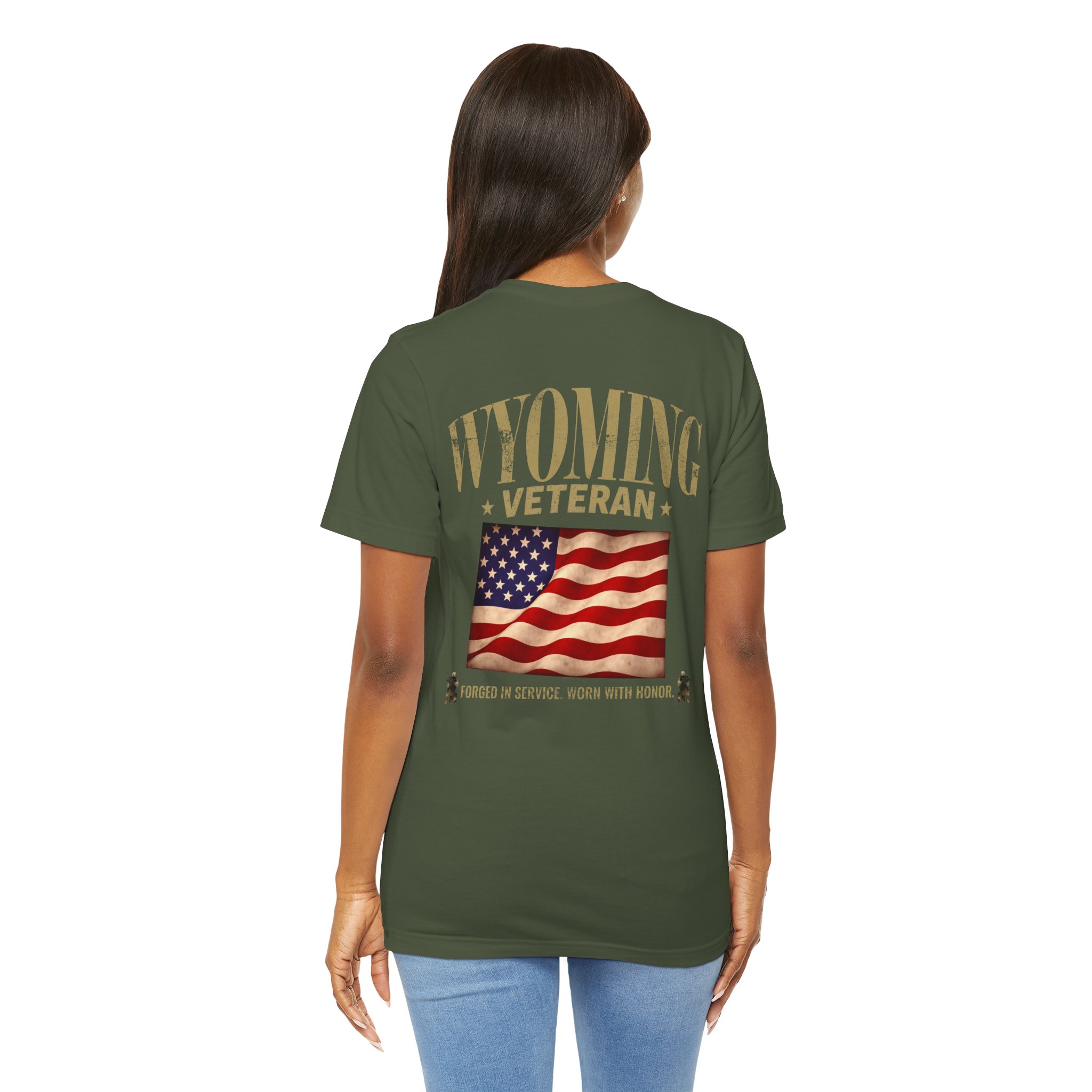 Wyoming Veteran T-Shirt — American Flag Map Military Tribute Tee - Image 12