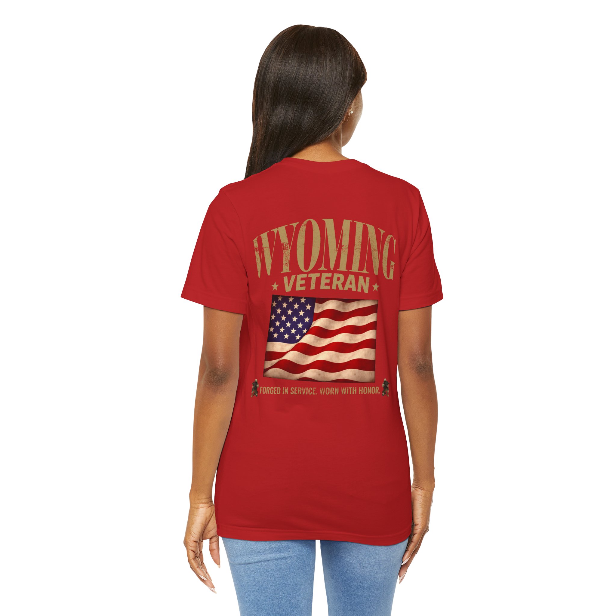 Wyoming Veteran T-Shirt — American Flag Map Military Tribute Tee - Image 16