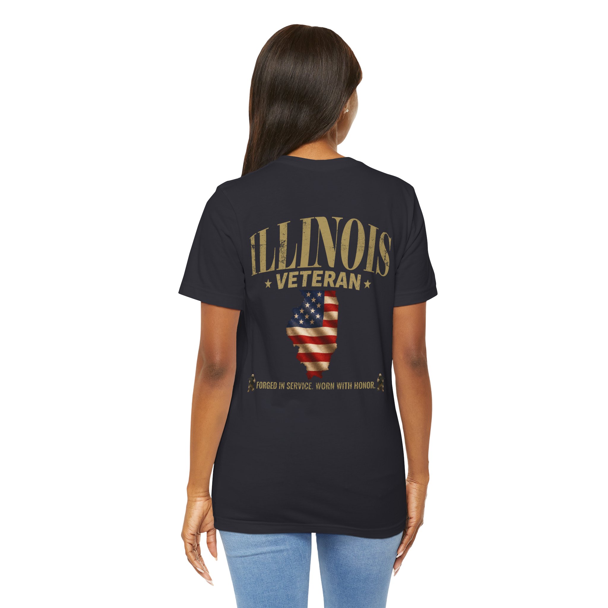 Illinois Veteran T-Shirt — American Flag Alaska Map Military Tribute Tee - Image 30