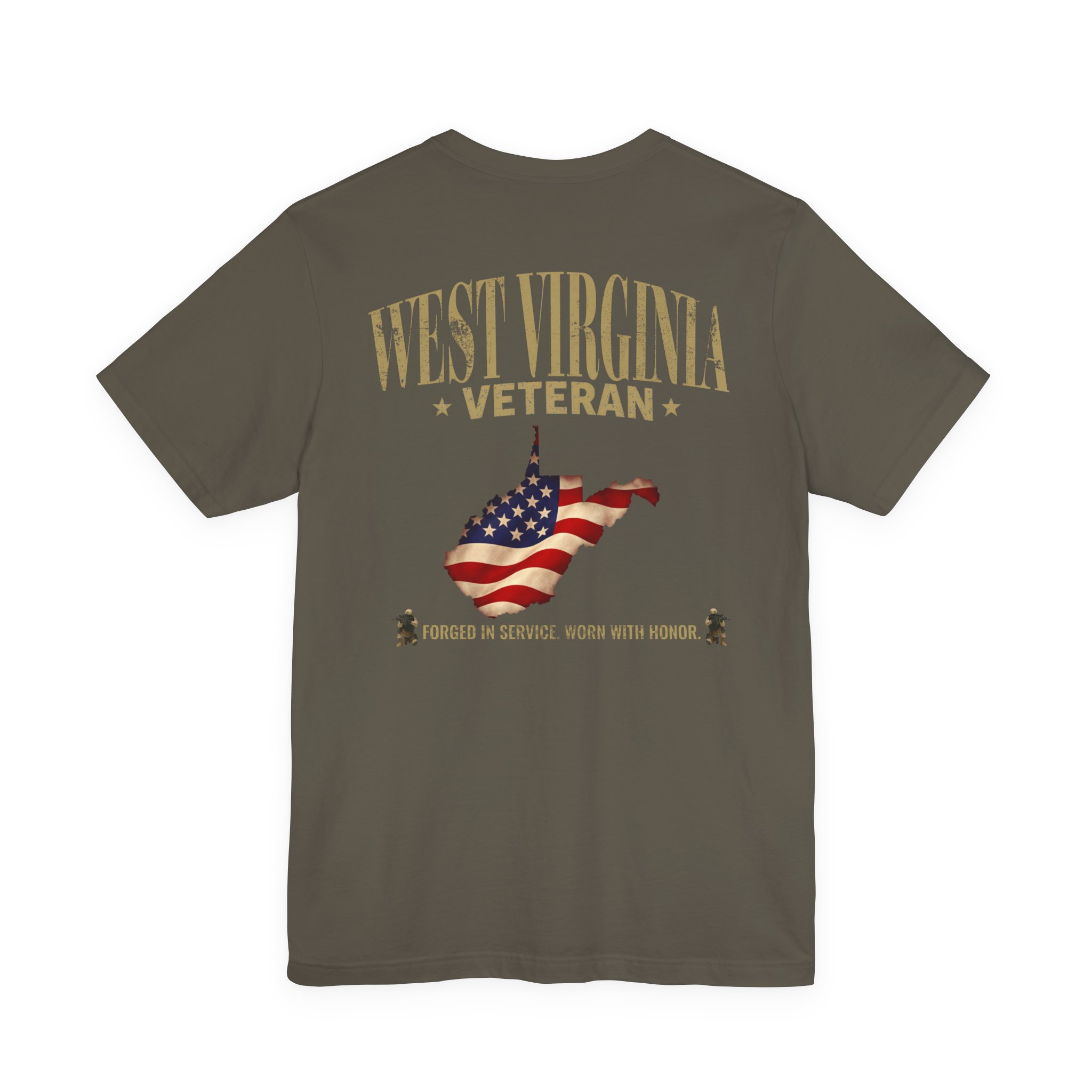 West Virginia Veteran T-Shirt — American Flag Map Military Tribute Tee - Image 27