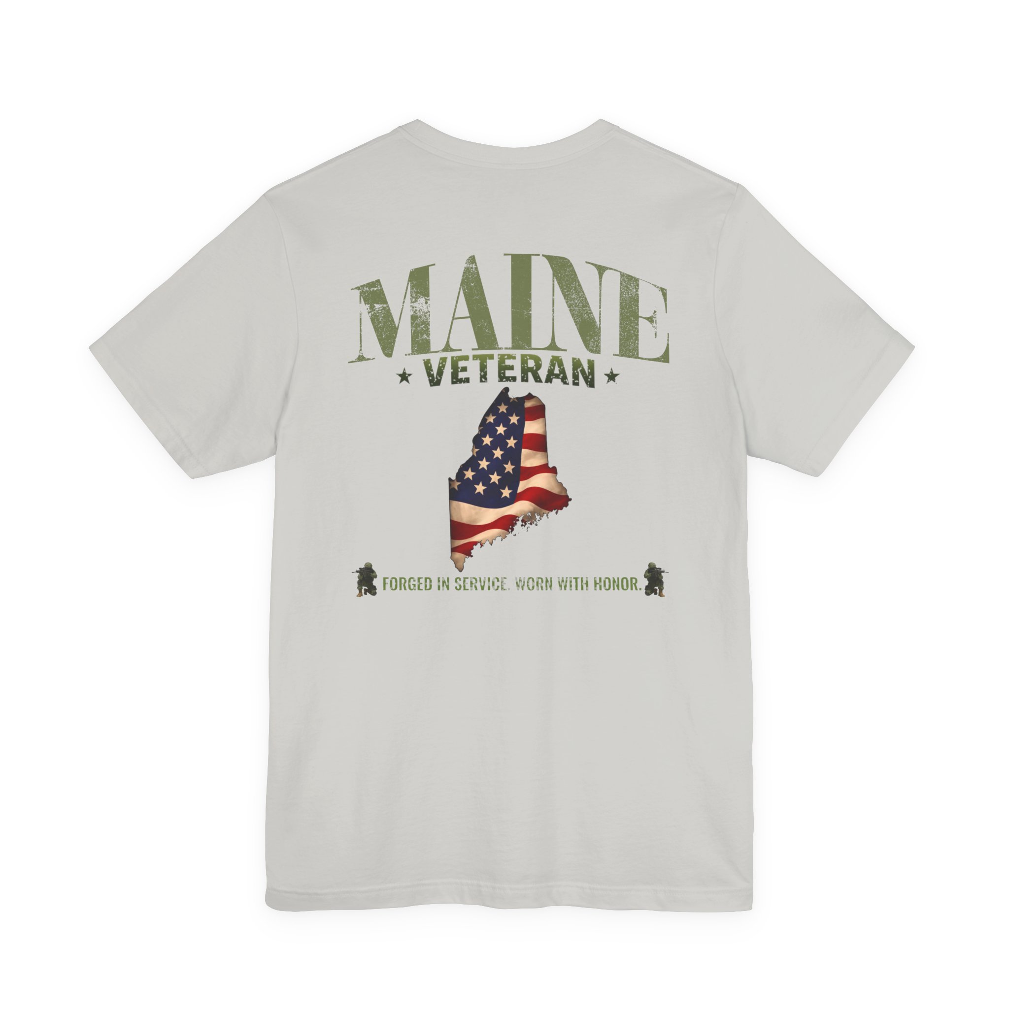 Maine Veteran T-Shirt — American Flag Map Military Tribute Tee - Image 3