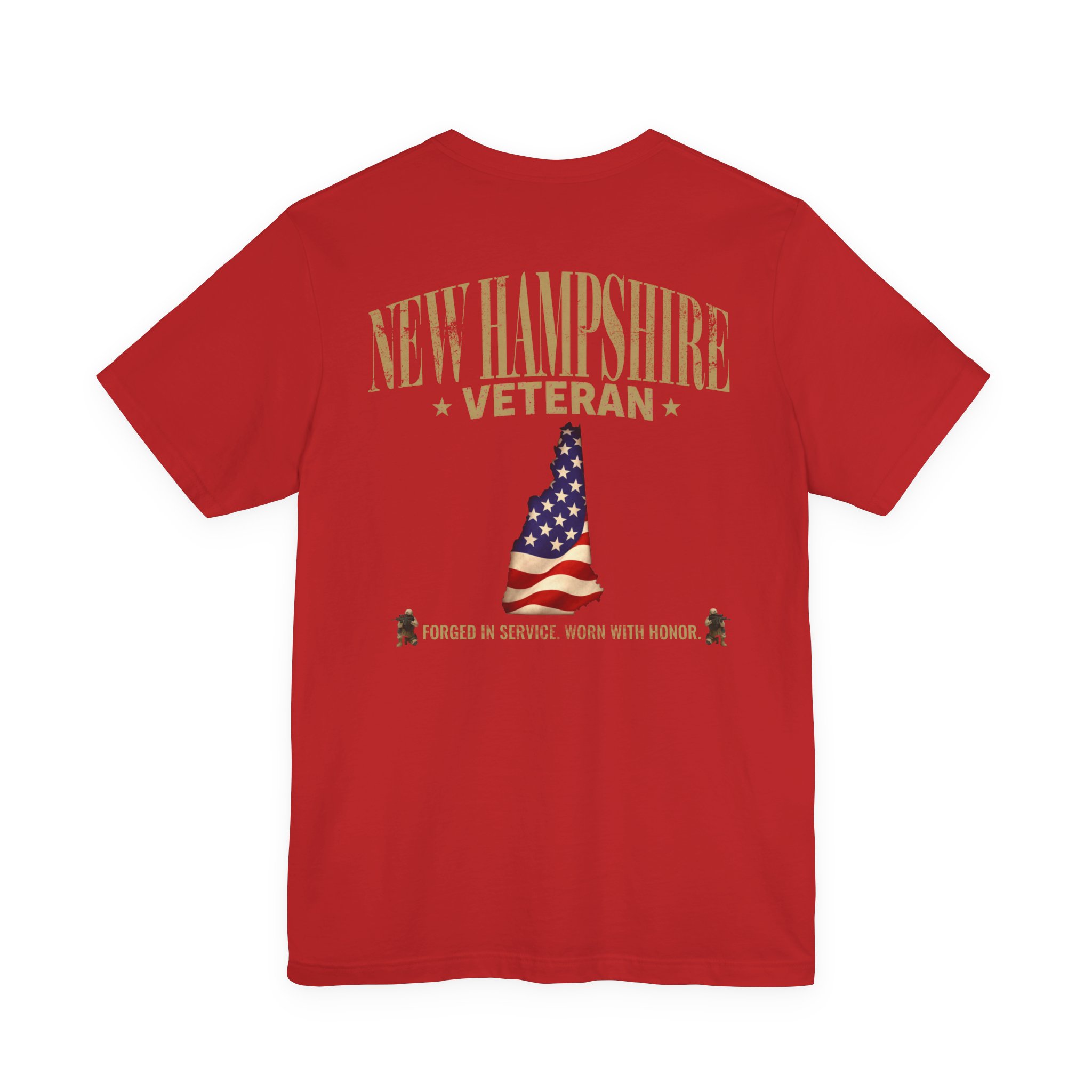 New Hampshire Veteran T-Shirt — American Flag Map Military Tribute Tee - Image 47
