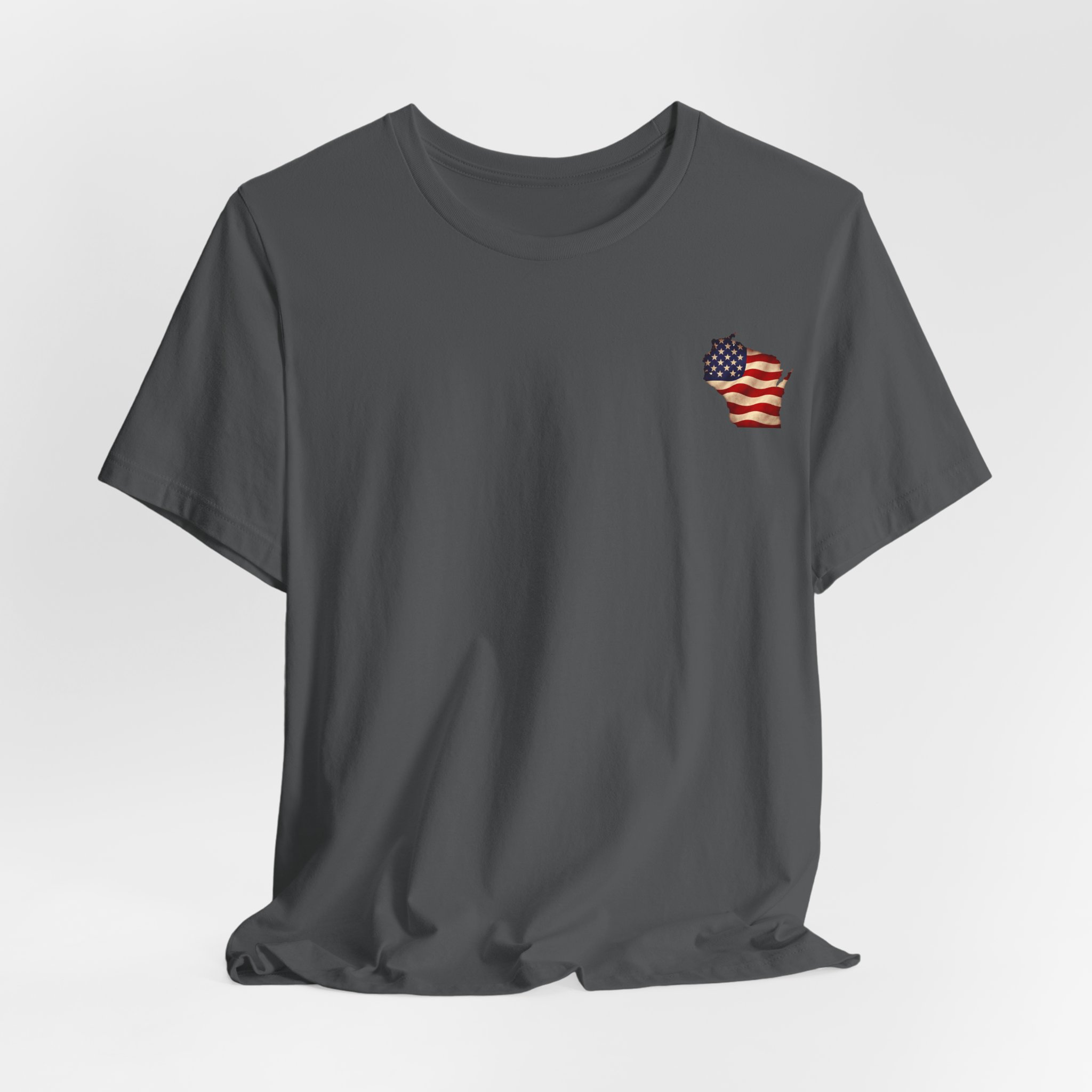 Wisconsin Veteran T-Shirt — American Flag Map Military Tribute Tee - Image 43