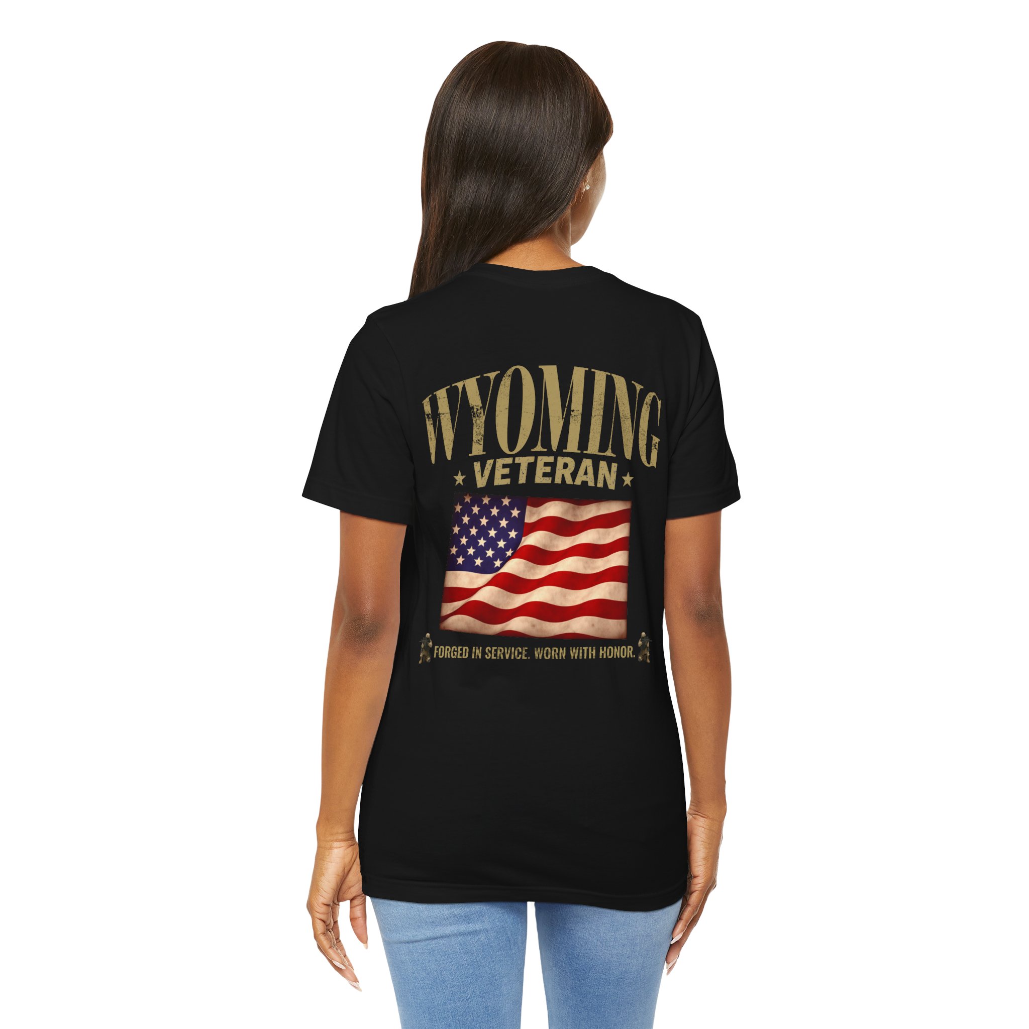 Wyoming Veteran T-Shirt — American Flag Map Military Tribute Tee - Image 28