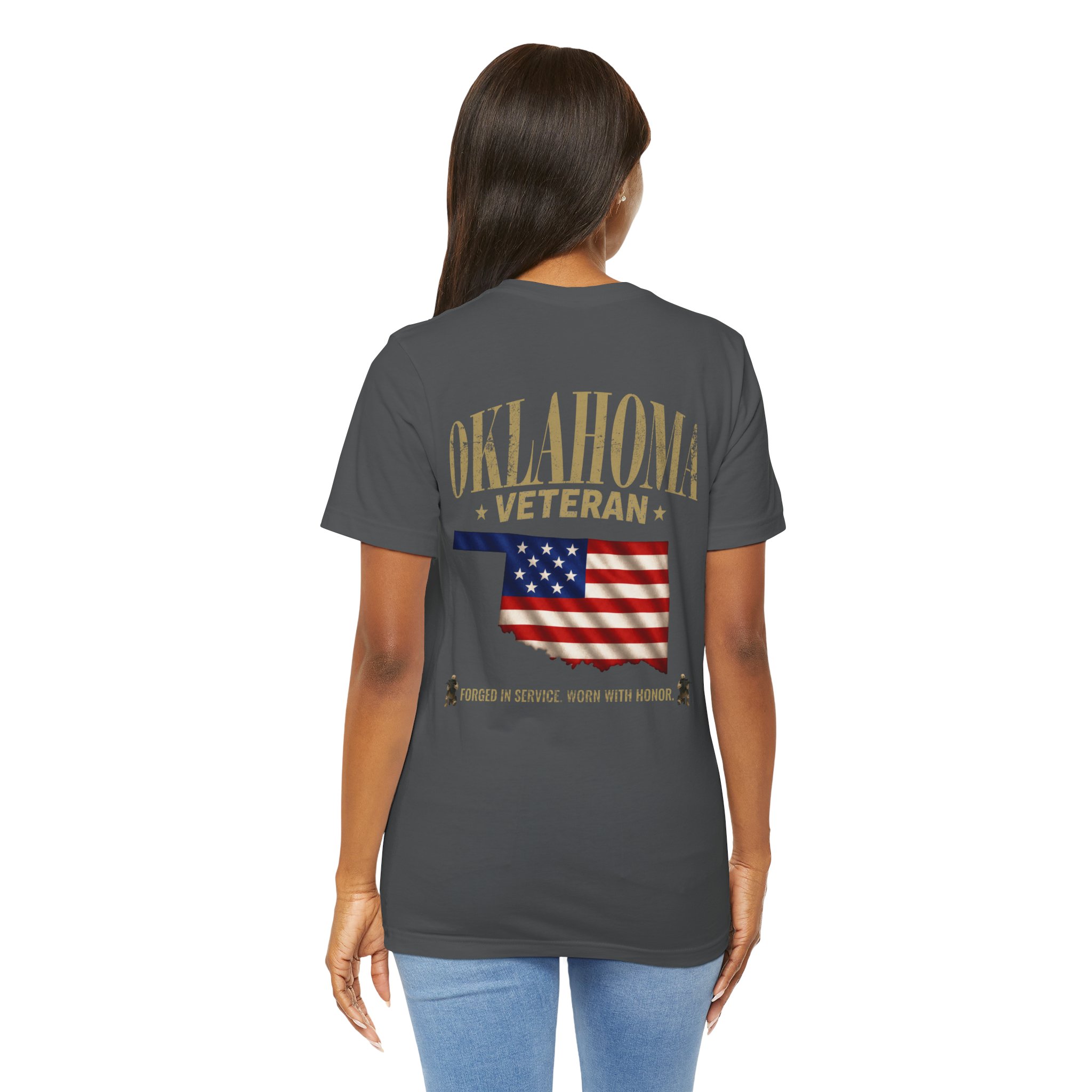 Oklahoma Veteran T-Shirt — American Flag Map Military Tribute Tee - Image 20