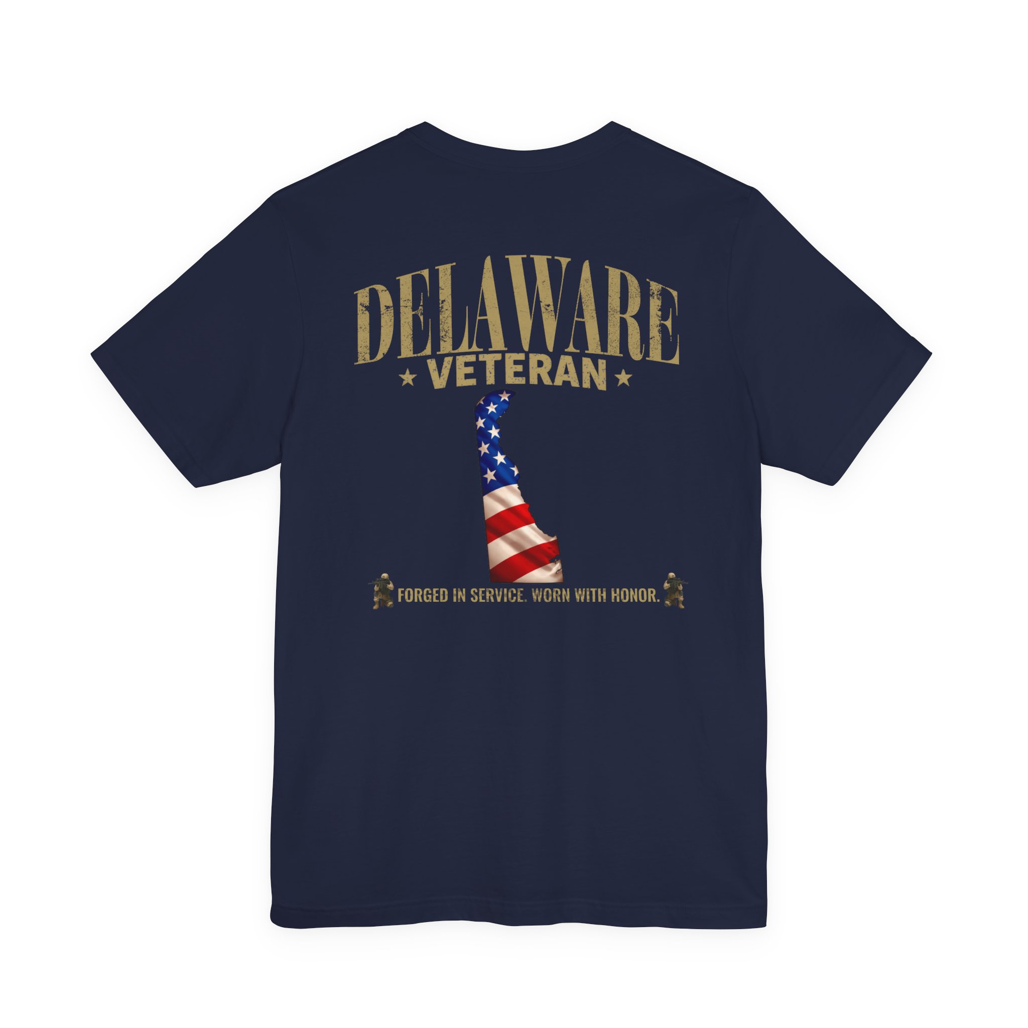 Delaware Veteran T-Shirt — American Flag Map Military Tribute Tee - Image 8