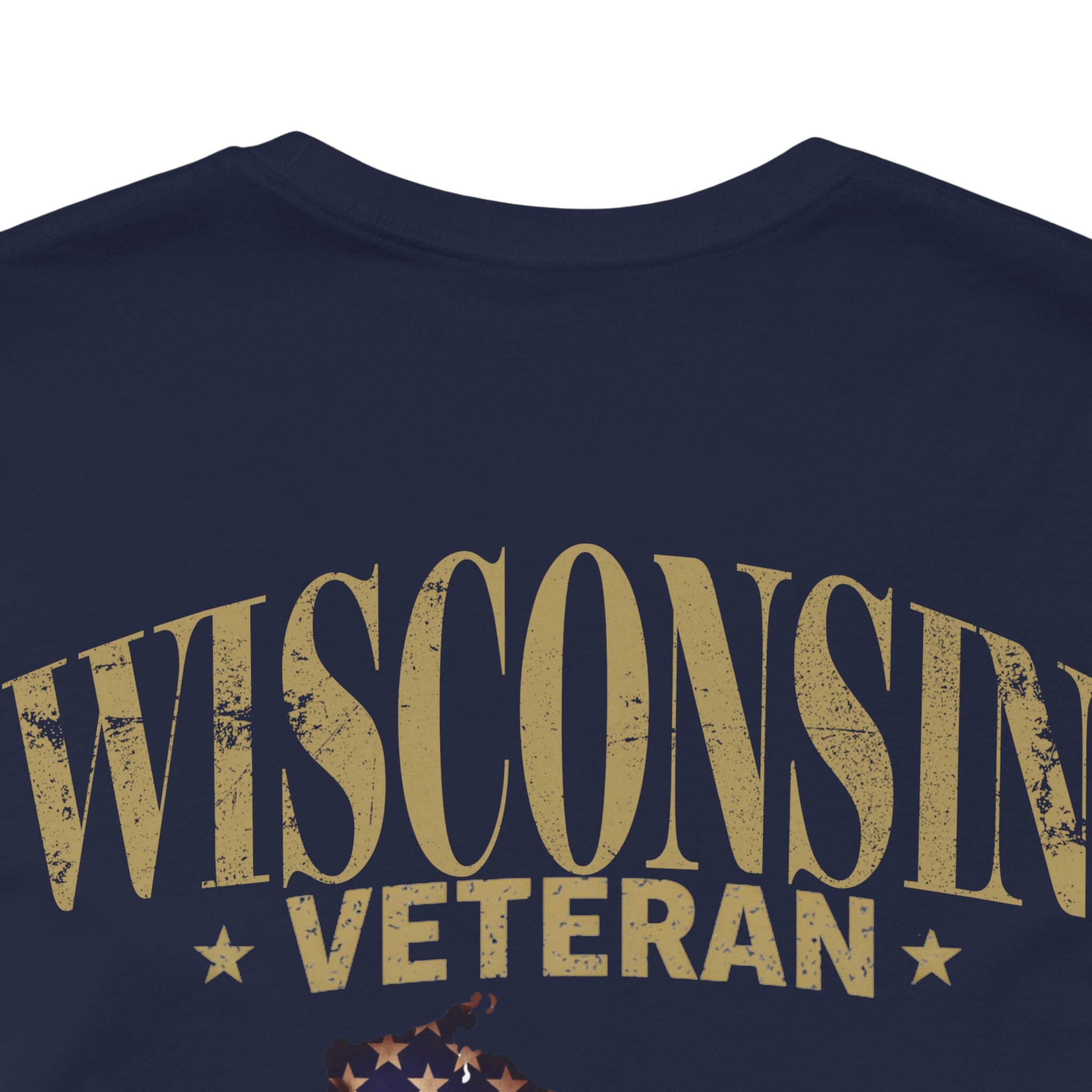Wisconsin Veteran T-Shirt — American Flag Map Military Tribute Tee - Image 21