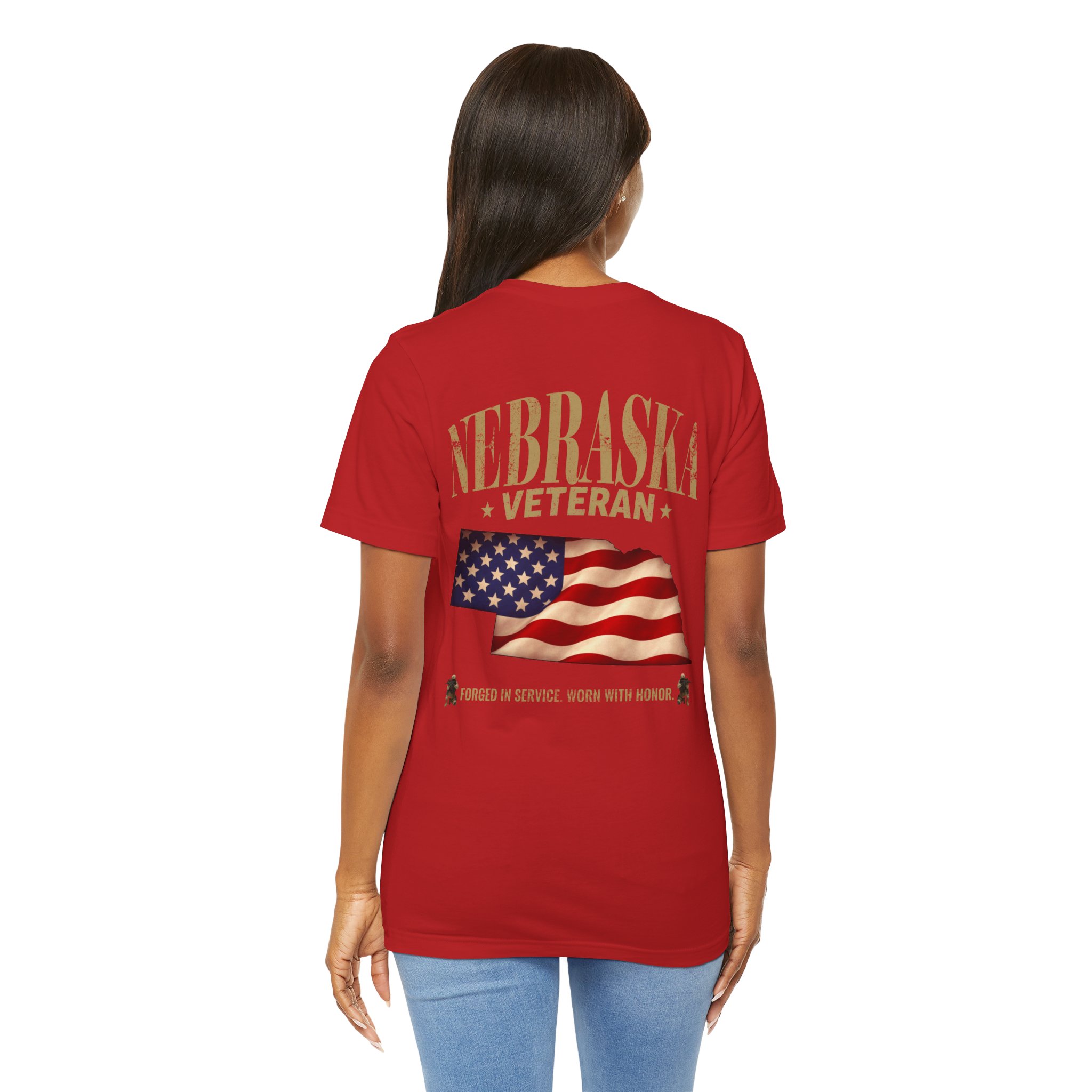 Nebraska Veteran T-Shirt — American Flag Map Military Tribute Tee - Image 50
