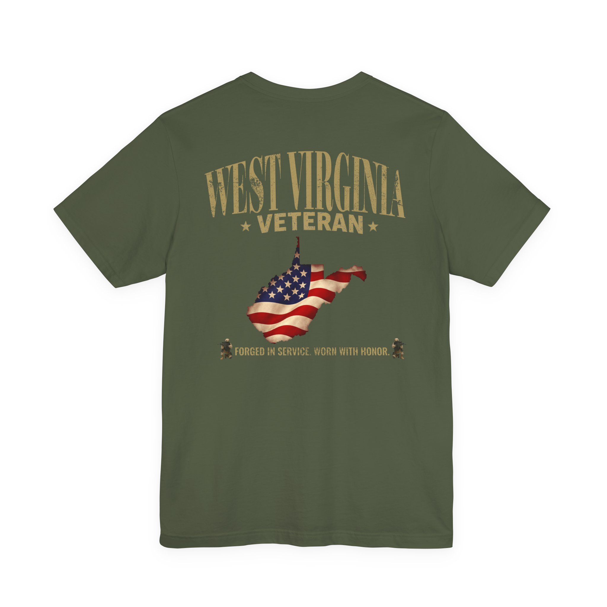 West Virginia Veteran T-Shirt — American Flag Map Military Tribute Tee - Image 37