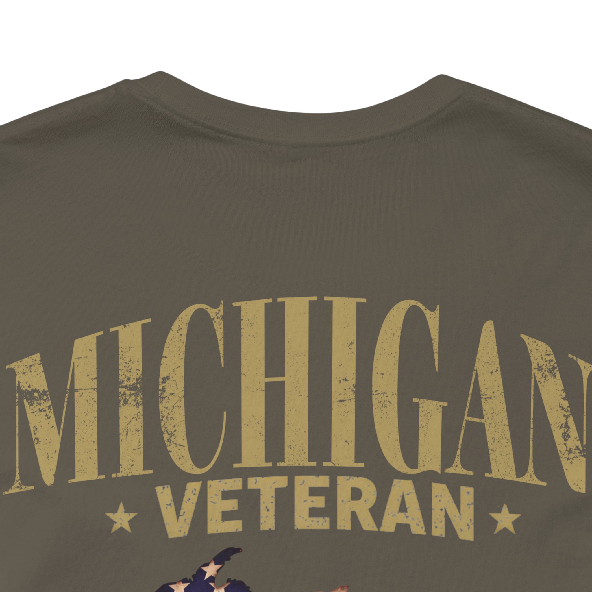Michigan Veteran T-Shirt — American Flag Map Military Tribute Tee - Image 8