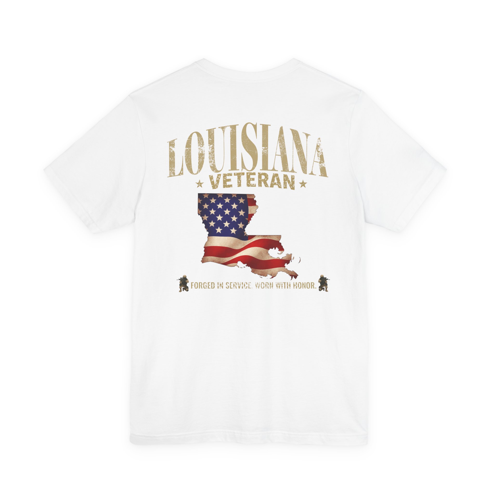 Louisiana Veteran T-Shirt — American Flag Alaska Map Military Tribute Tee - Image 37