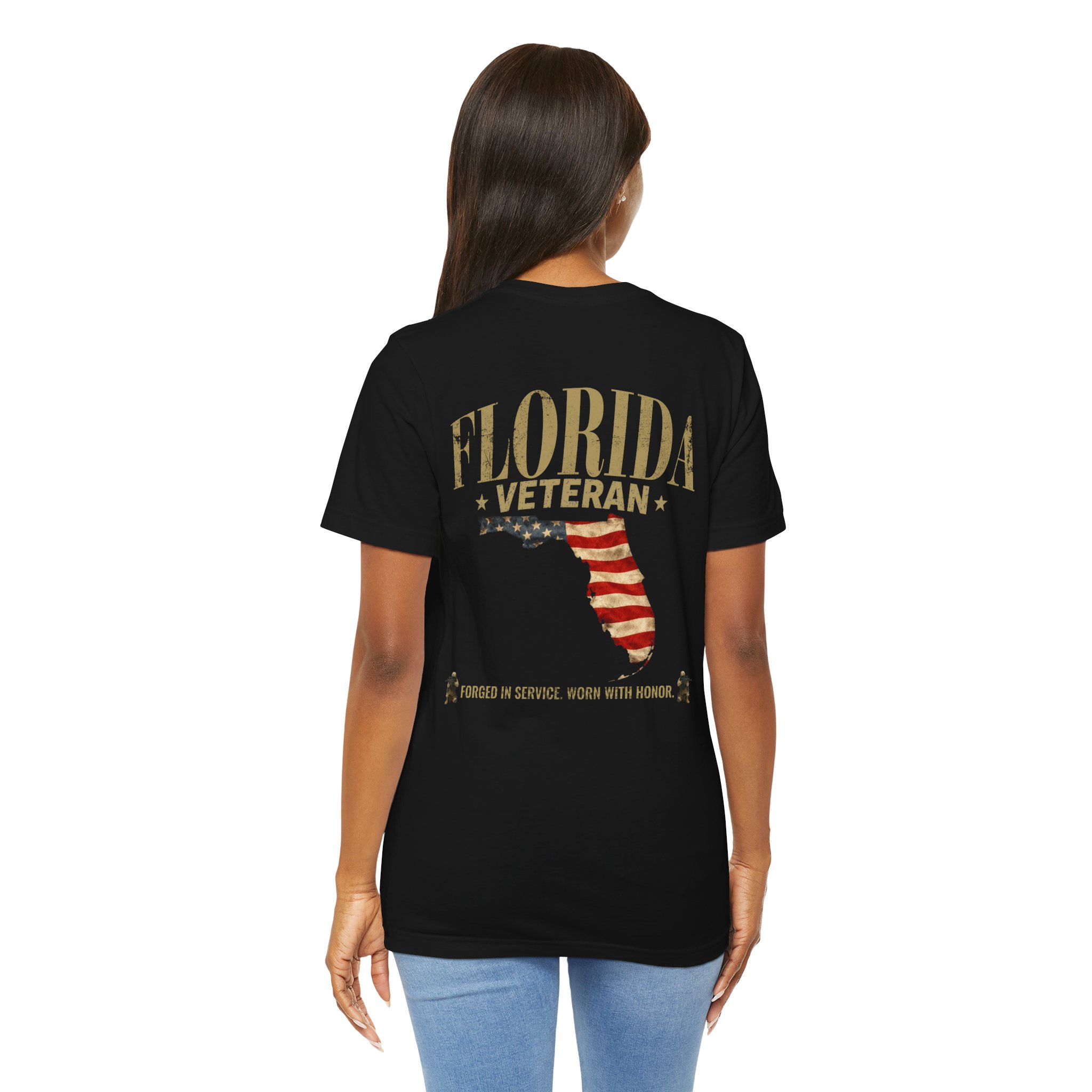 Florida Veteran T-Shirt — American Flag Map Military Tribute Tee - Image 20