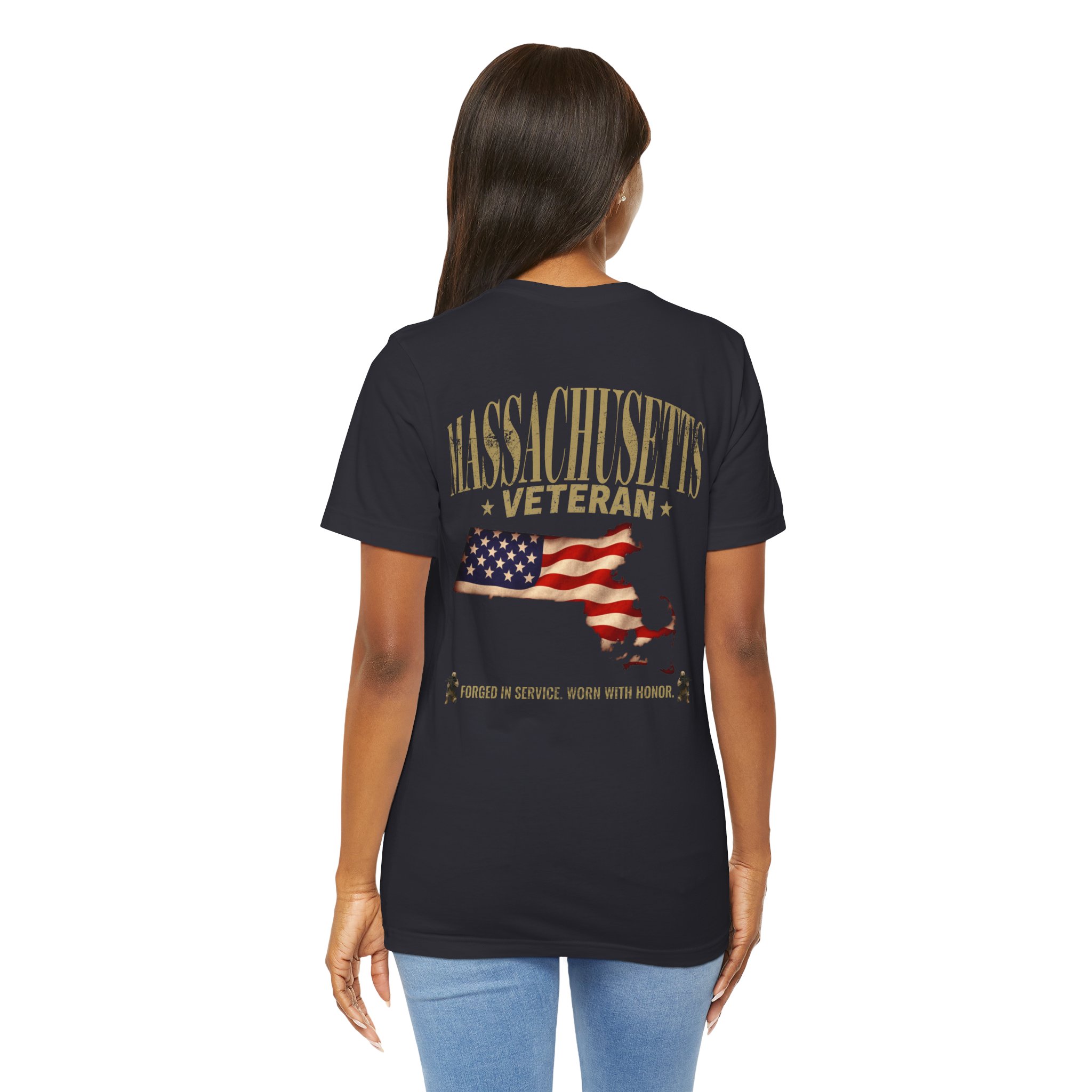 Massachusetts Veteran T-Shirt — American Flag Map Military Tribute Tee - Image 10