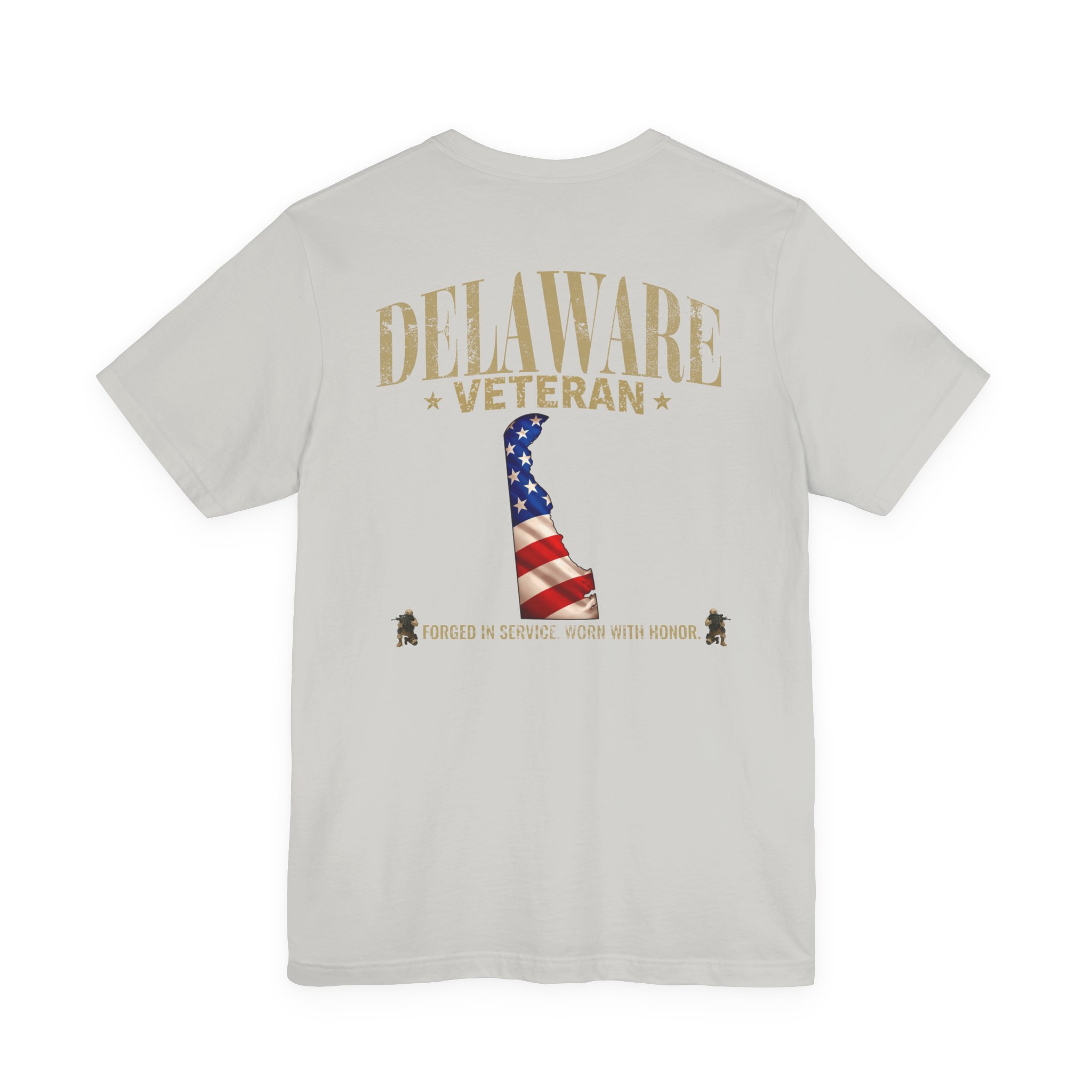 Delaware Veteran T-Shirt — American Flag Map Military Tribute Tee - Image 22