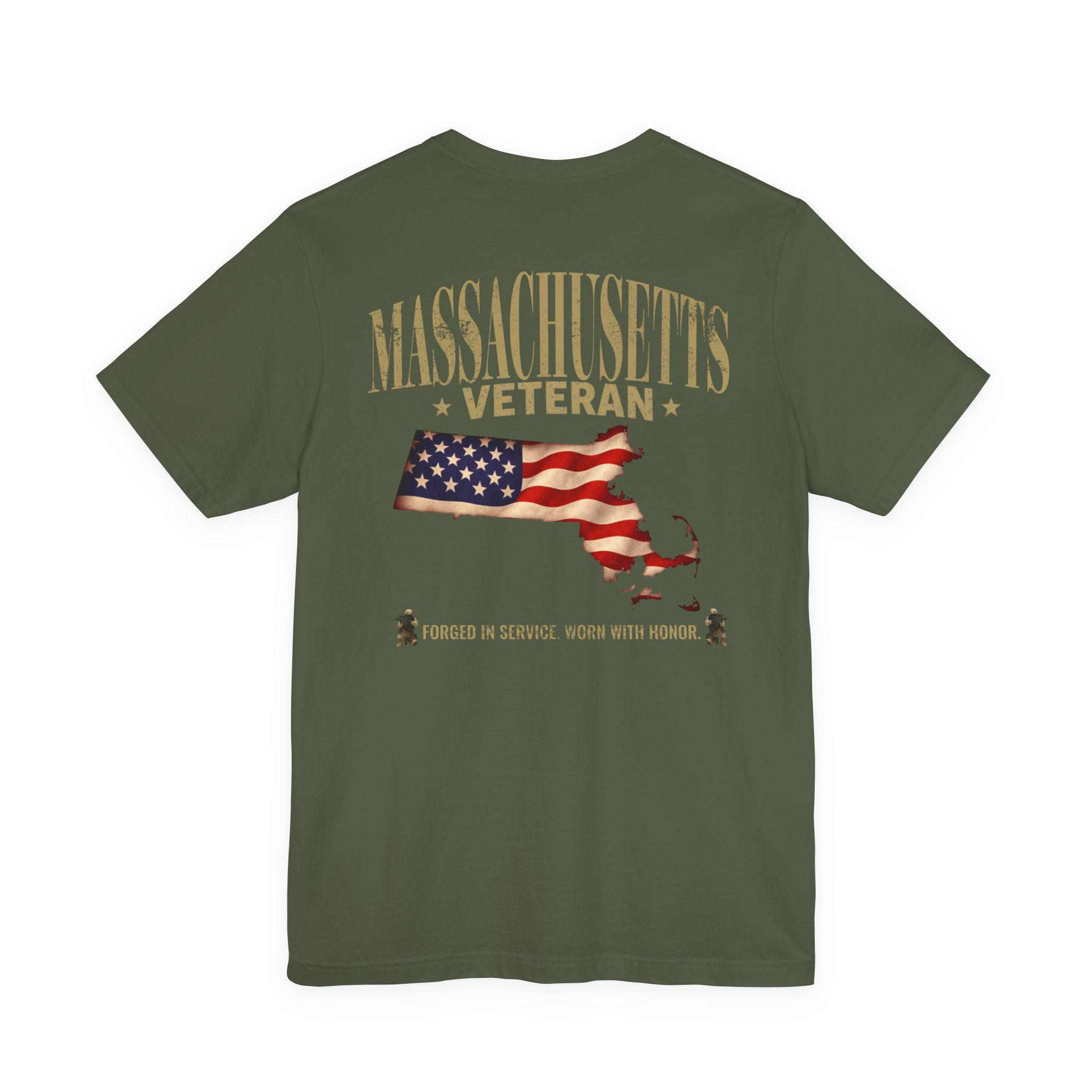 Massachusetts Veteran T-Shirt — American Flag Map Military Tribute Tee - Image 32