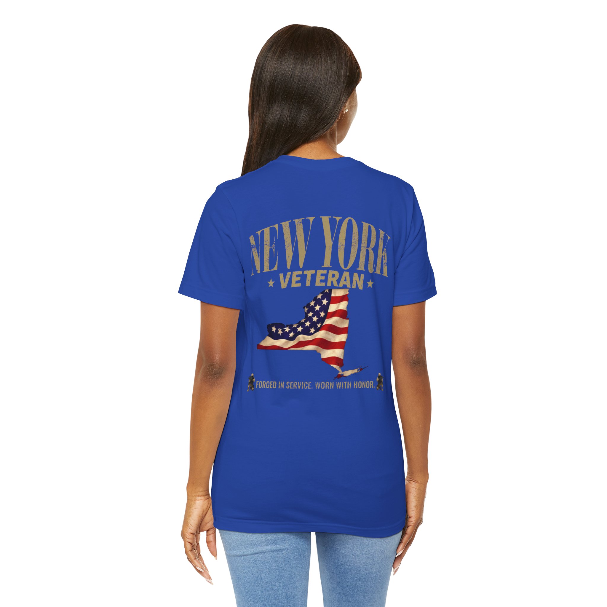New York Veteran T-Shirt — American Flag Map Military Tribute Tee - Image 32