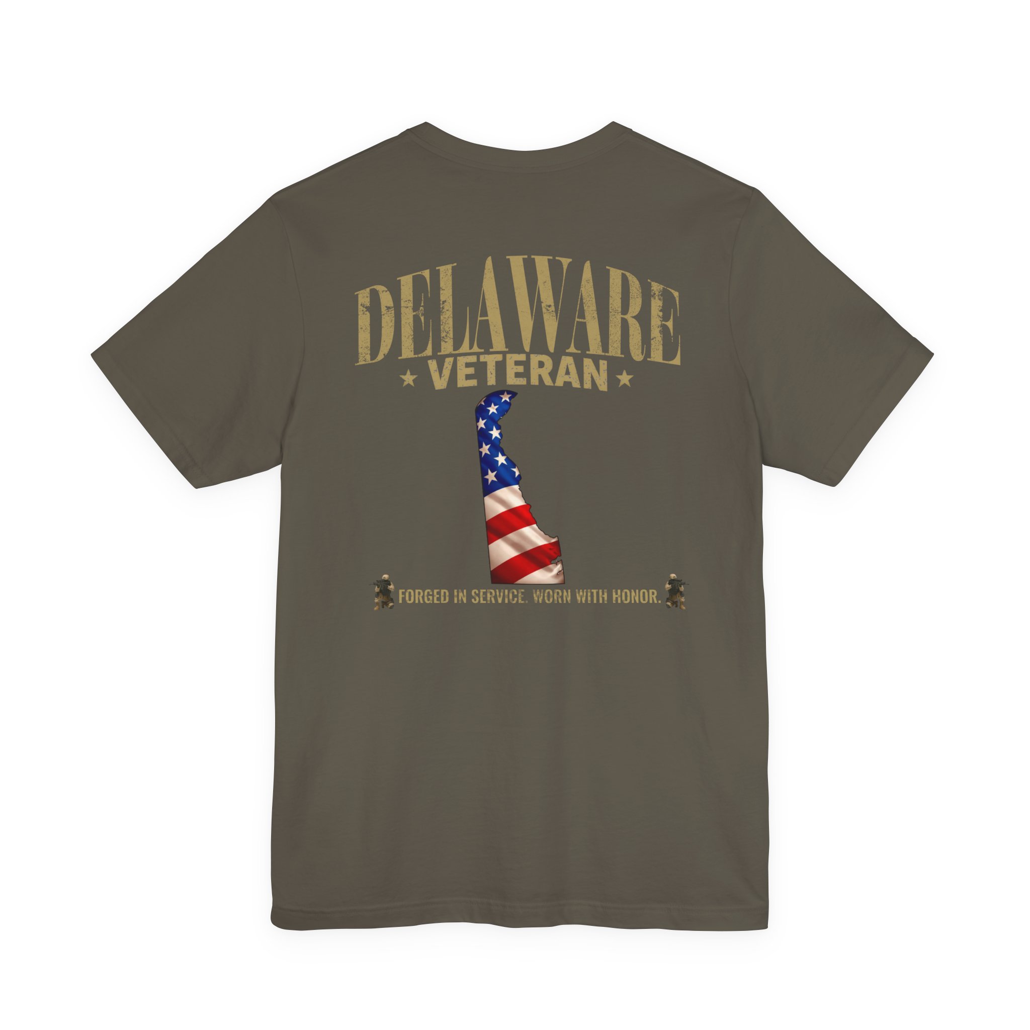 Delaware Veteran T-Shirt — American Flag Map Military Tribute Tee - Image 27