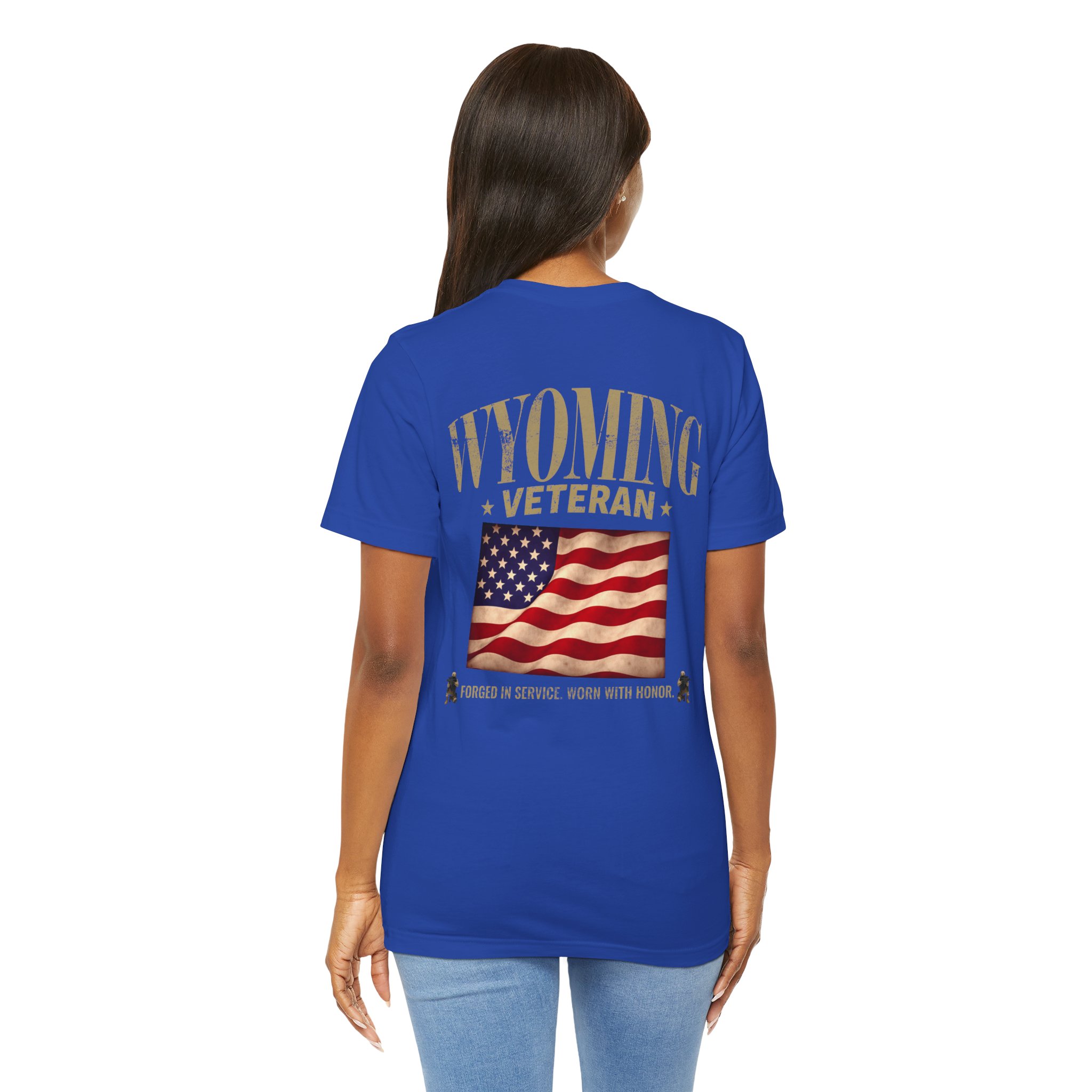 Wyoming Veteran T-Shirt — American Flag Map Military Tribute Tee - Image 8