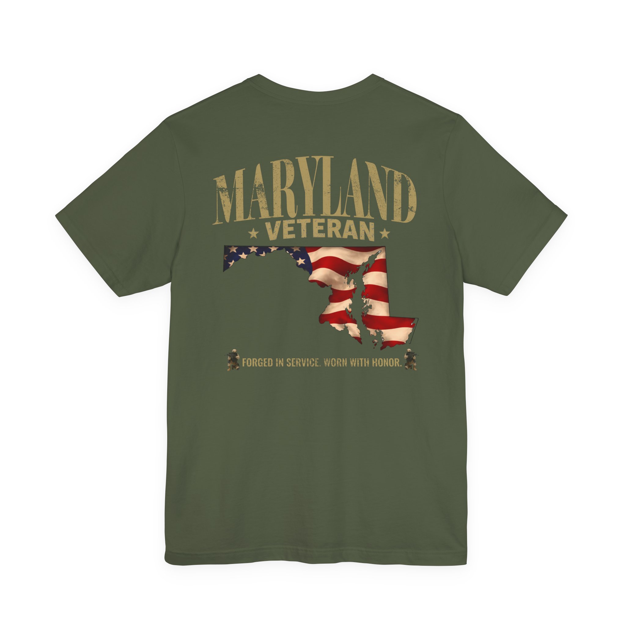 Maryland Veteran T-Shirt — American Flag Map Military Tribute Tee - Image 26