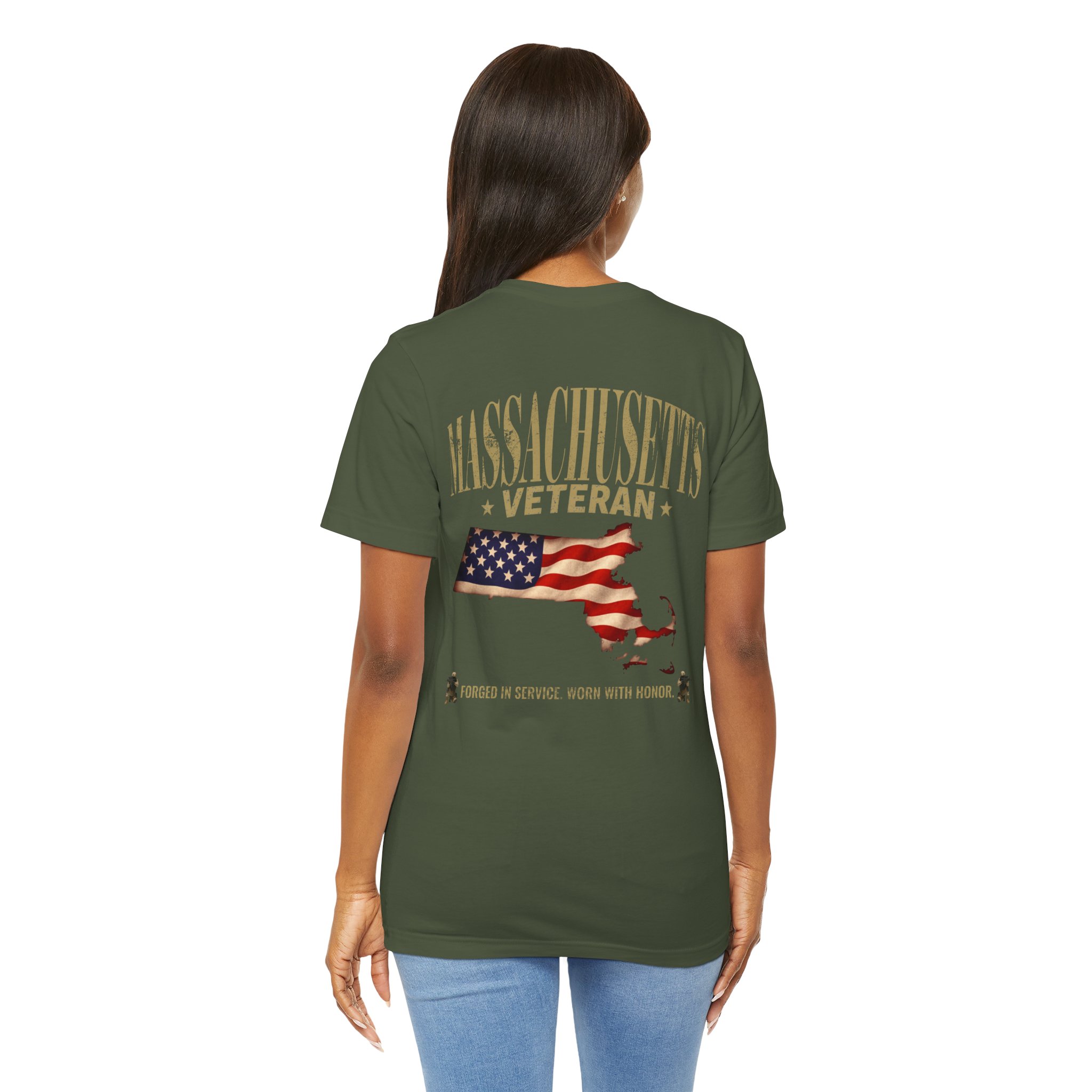 Massachusetts Veteran T-Shirt — American Flag Map Military Tribute Tee - Image 35